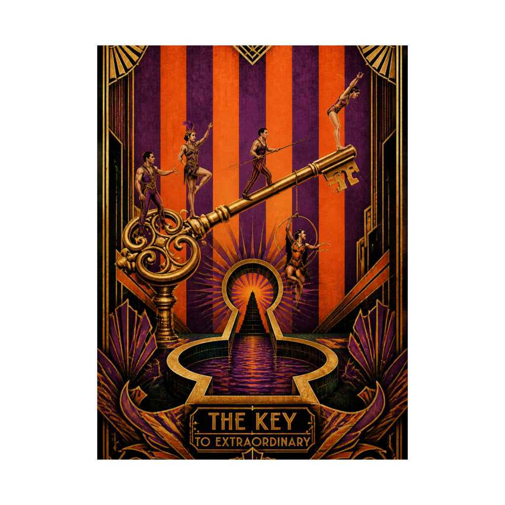 Giant Key Performance Wall Art Poster 24×36 Art Deco Bar Area Decor Maximalist Print