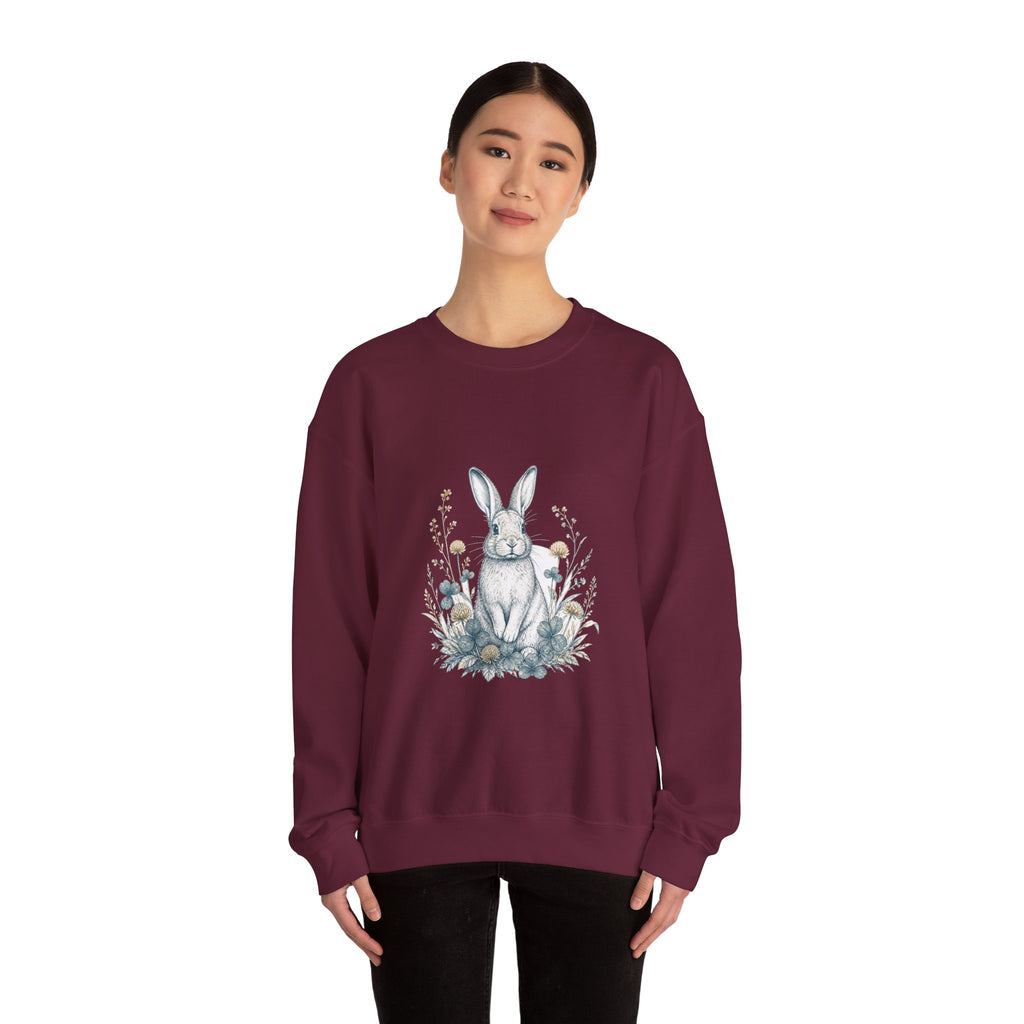 Matching Couple Sweatshirt - Fox & Rabbit Matching Couple Crewneck Sweatshirt Hand-Drawn Art His Hers Best Friend Gift - Design B