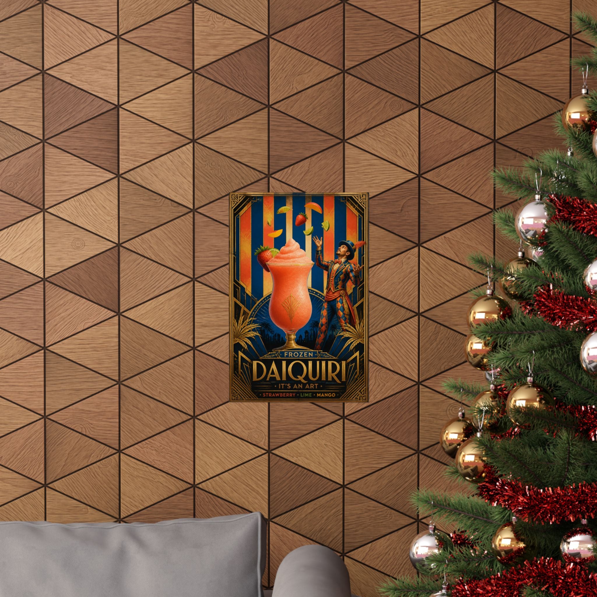 Daiquiri Fruit Juggler Wall Art Poster 18×24 Art Deco Entryway Decor Maximalist Print
