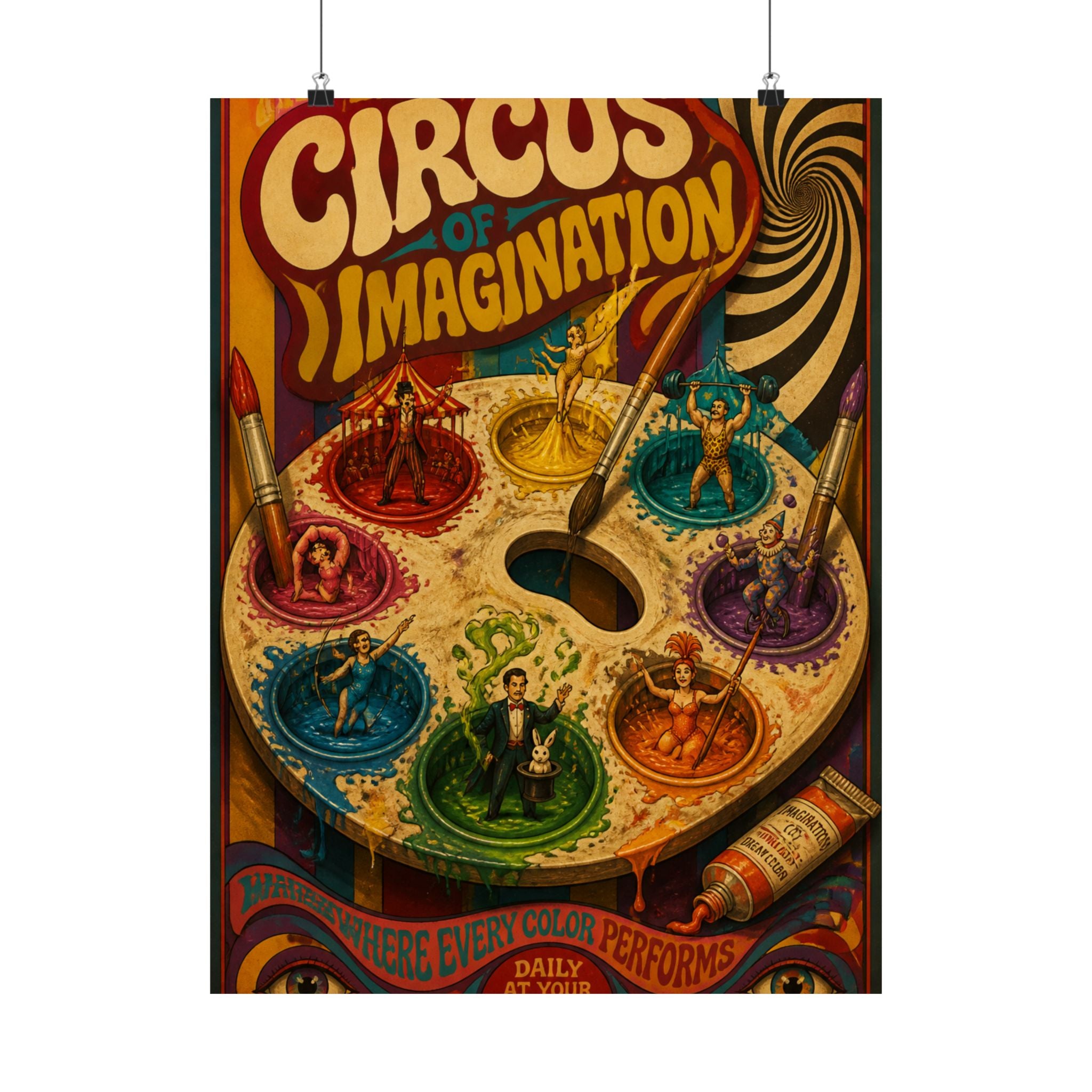 Paint Palette Stage Wall Art Poster 24×36 Psychedelic Dining Room Decor Maximalist Print