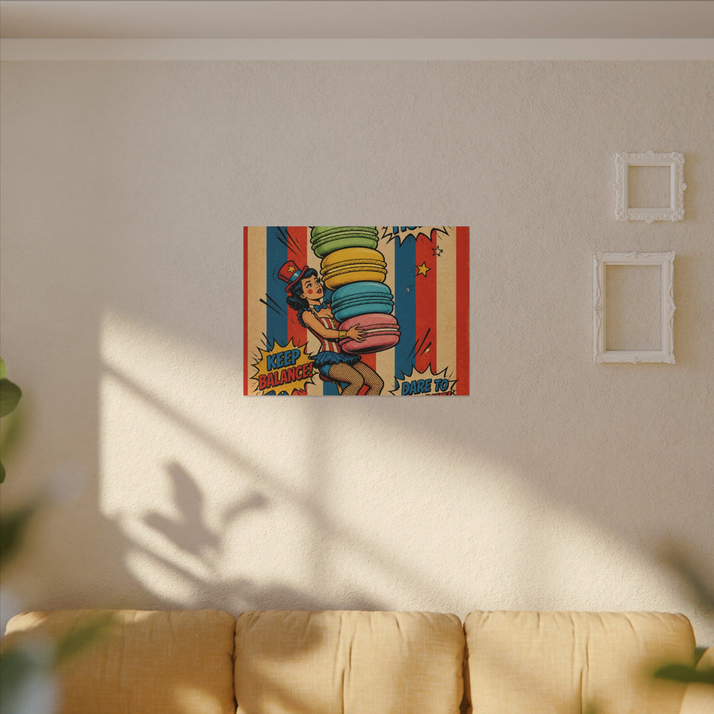 Macaron Balancing Tower Wall Art Canvas 24×36 Pop Art Restaurant Decor Maximalist Print
