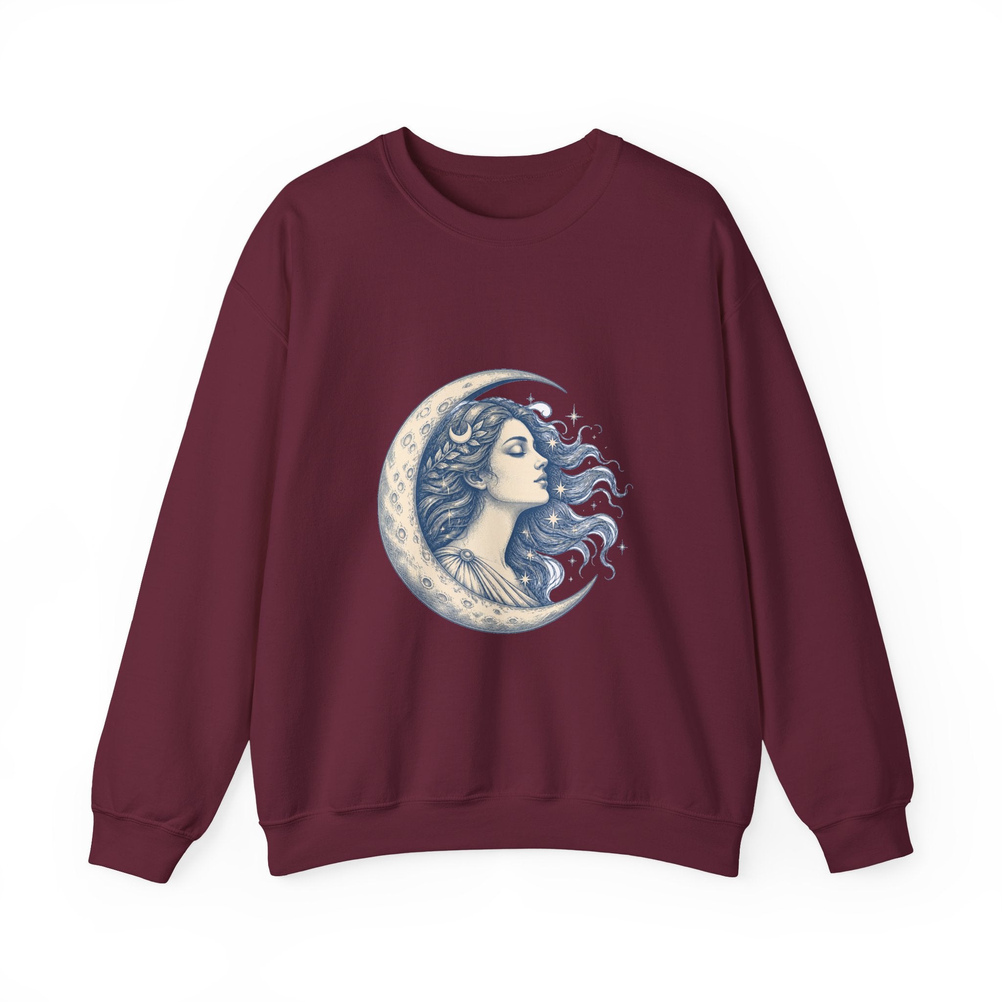 Matching Couple Sweatshirt - Helios & Selene Matching Couple Premium Fleece Sweatshirt Hand-Drawn Art His Hers Anniversary Gift - Design B