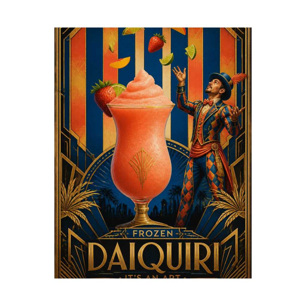 Daiquiri Fruit Juggler Wall Art Poster 18×24 Art Deco Entryway Decor Maximalist Print
