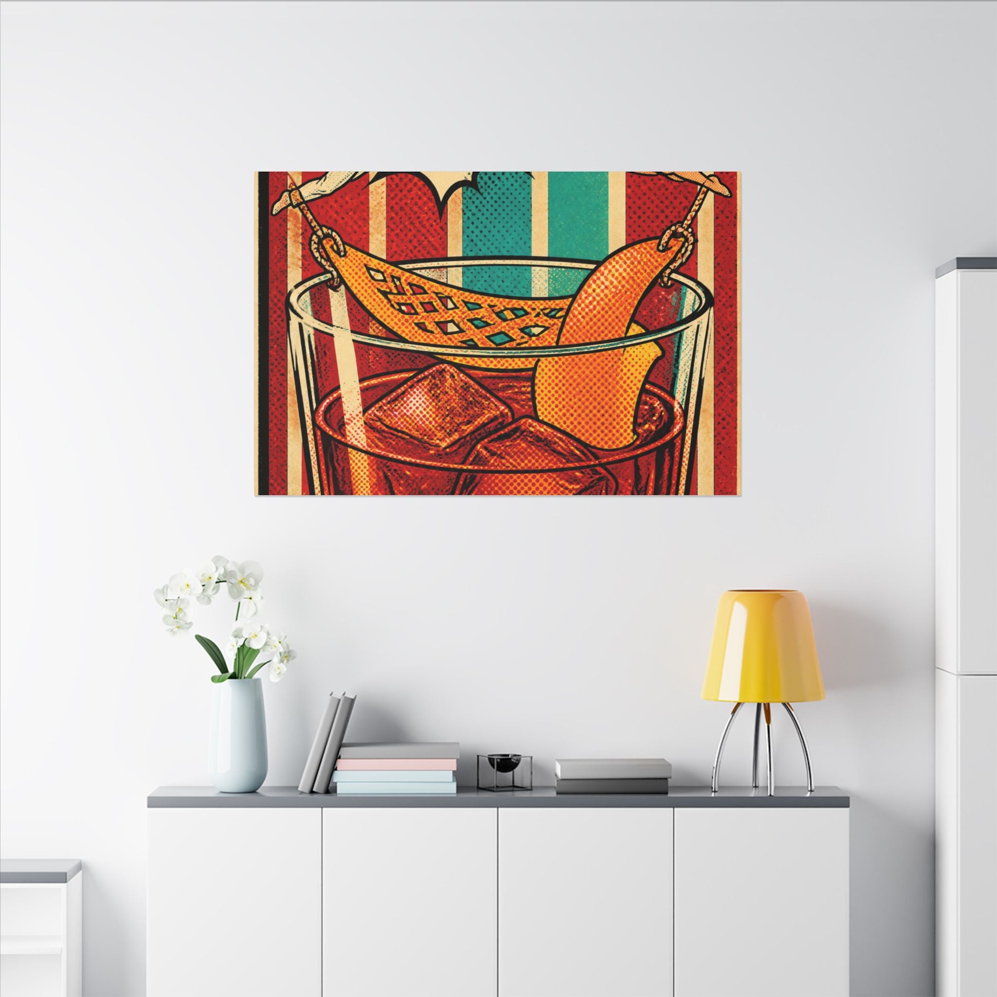 Negroni Trapeze Act Wall Art Canvas 24×36 Pop Art Restaurant Decor Maximalist Print