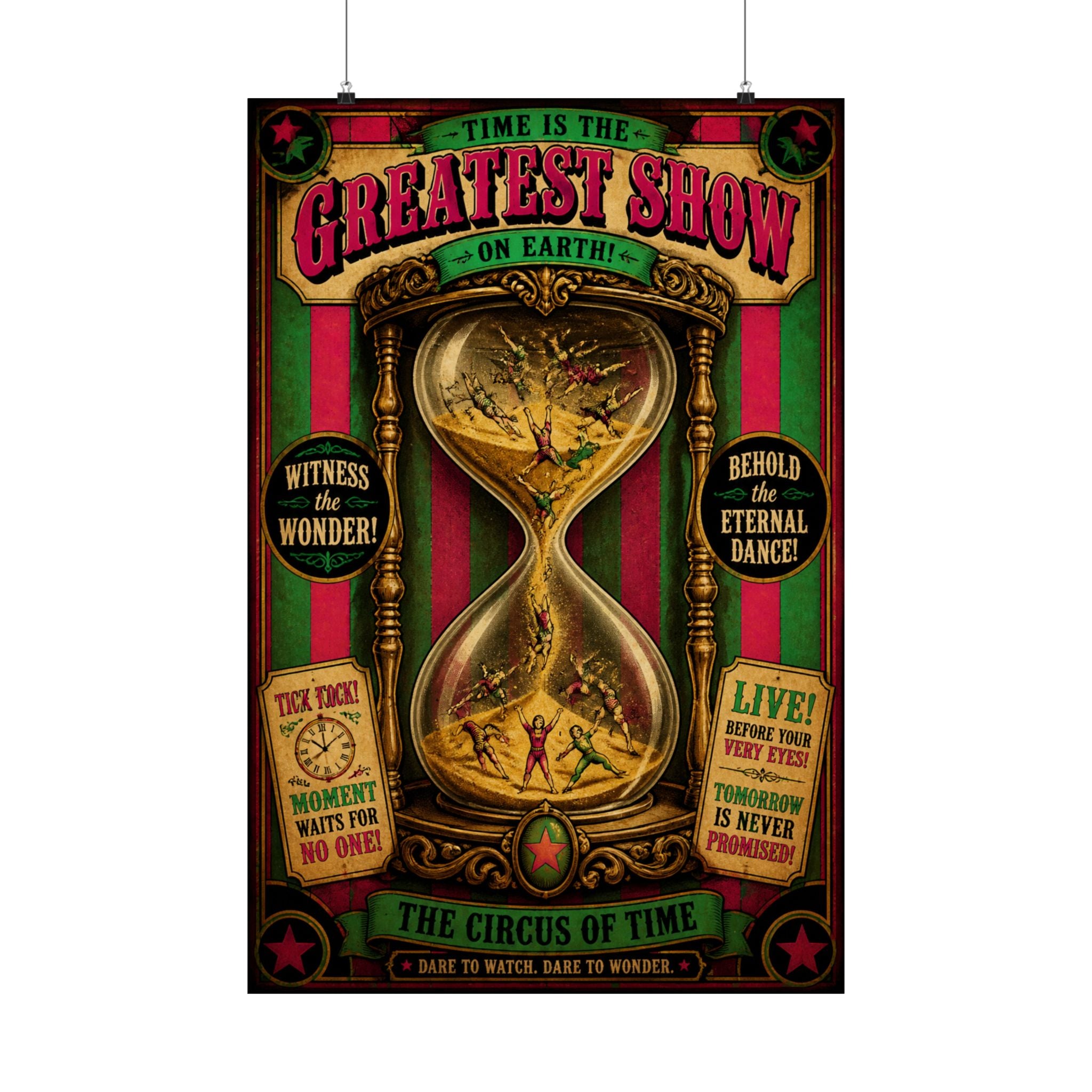 Hourglass Acrobats Wall Art Poster 18×24 Vintage Circus Kitchen Decor Maximalist Print