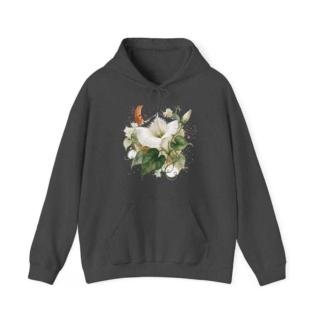 Matching Couple Sweatshirt - Sunflower & Moonflower Matching Couple Hooded Sweatshirt Watercolor Art His Hers Engagement Gift - Design B