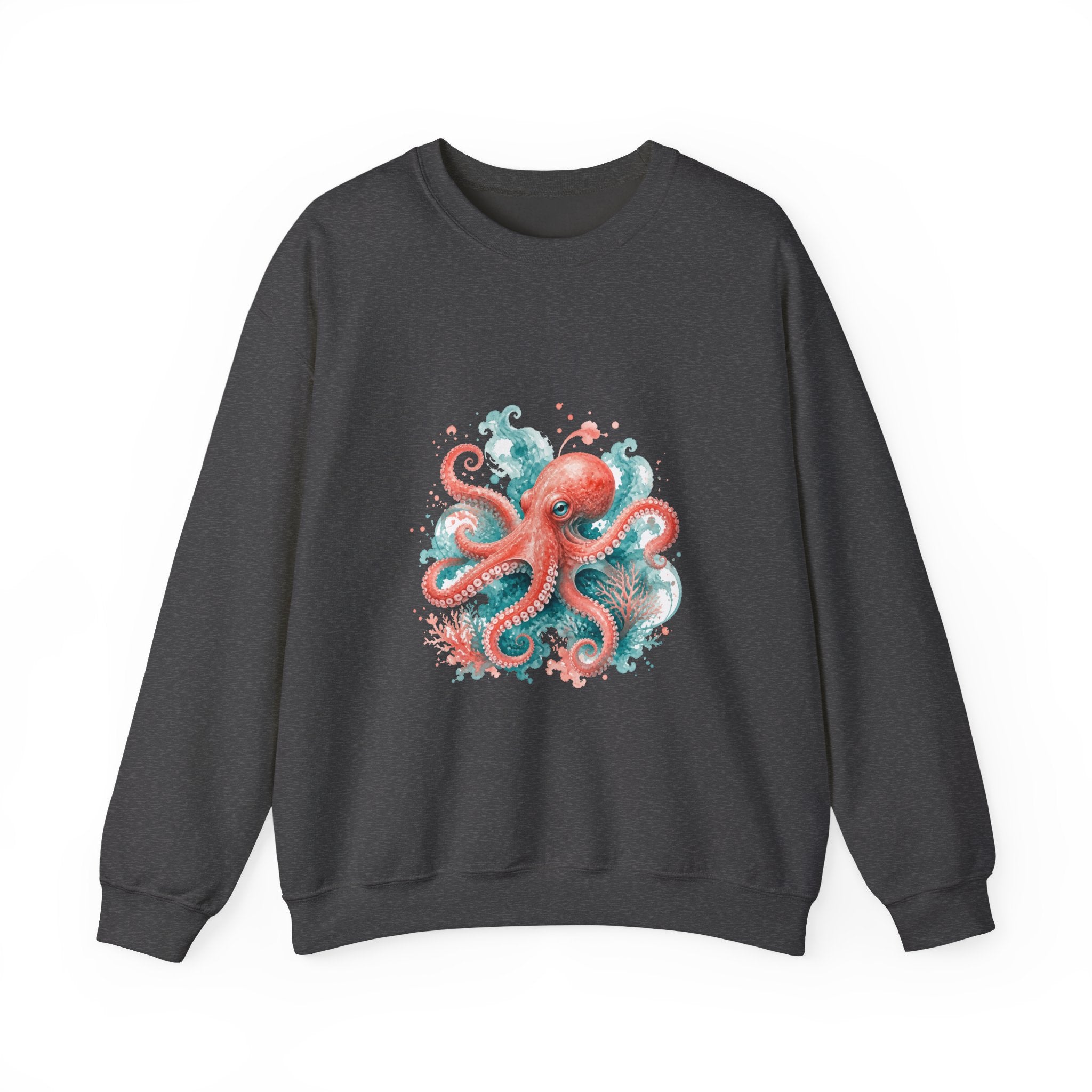 Matching Couple Sweatshirt - Octopus & Jellyfish Matching Couple Premium Fleece Sweatshirt Watercolor Art His Hers Birthday Gift - Design A