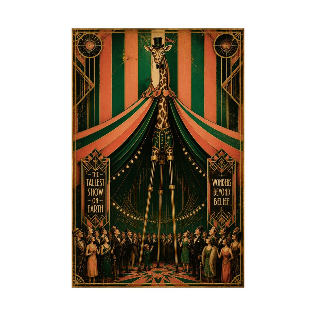 Giraffe on Stilts Wall Art Poster 24×36 Art Deco Bar Area Decor Maximalist Print