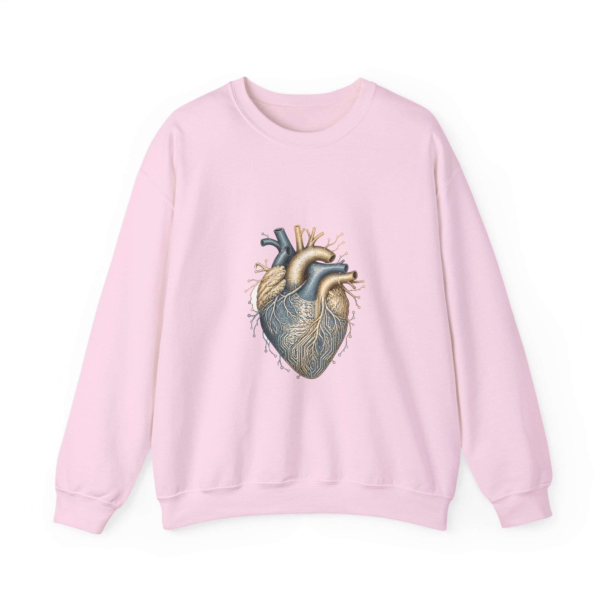Matching Couple Sweatshirt - Robot & Heart Matching Couple Premium Fleece Sweatshirt Hand-Drawn Art His Hers Anniversary Gift - Design B