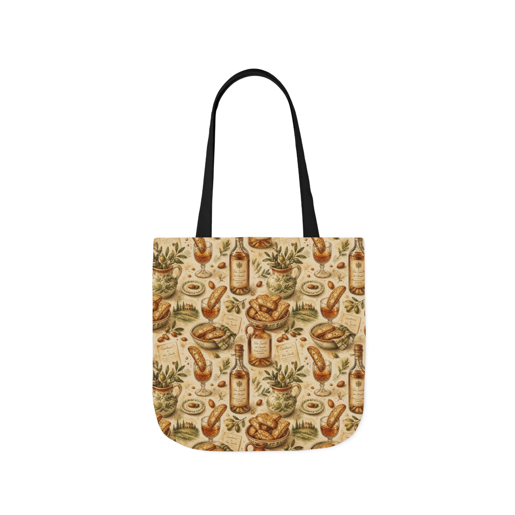Biscotti & Vin Santo Canvas Tote Bag Mediterranean Kitchen Watercolor Design Italian Cottagecore Gift