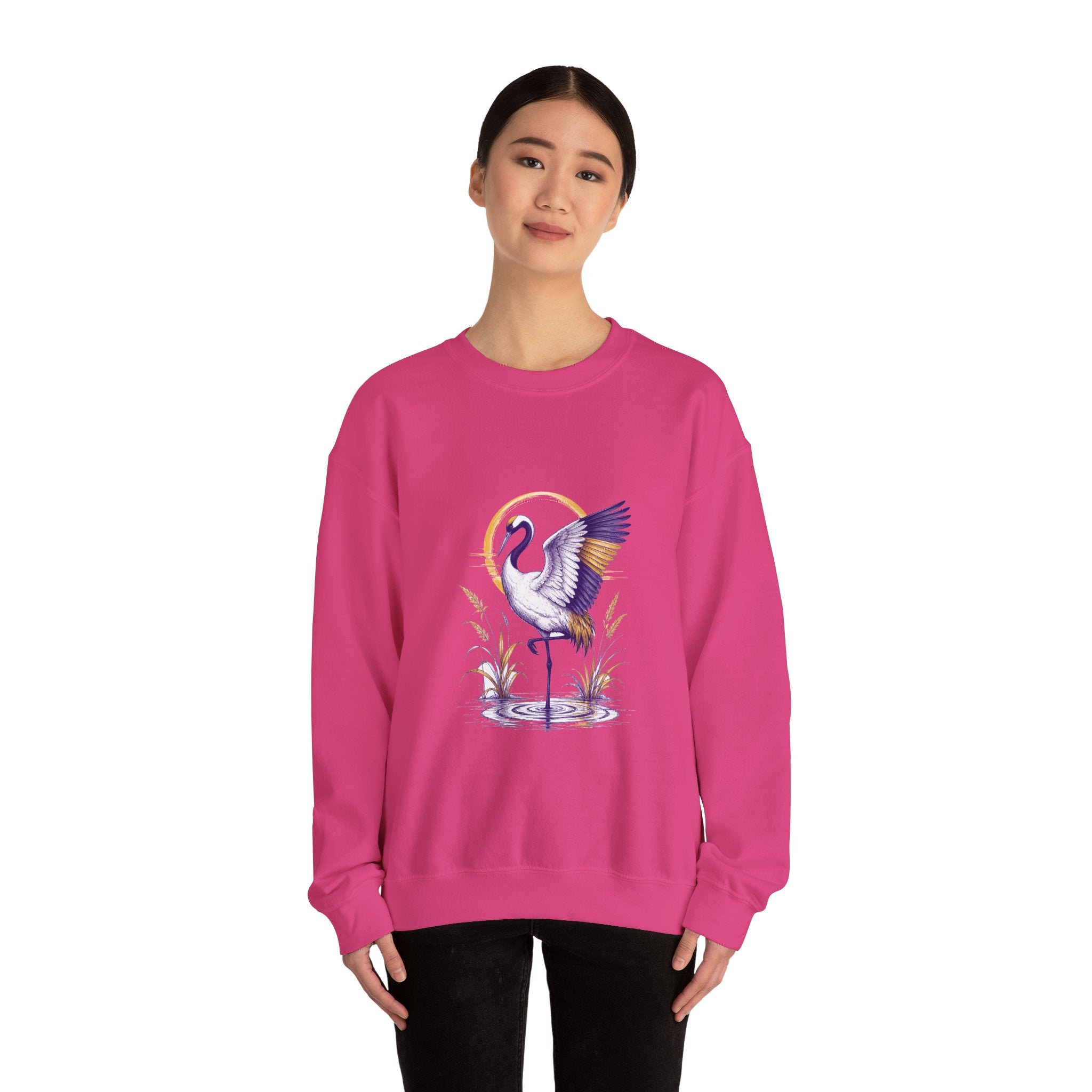 Matching Couple Sweatshirt - Tiger & Crane Matching Couple Premium Fleece Sweatshirt Hand-Drawn Art His Hers Anniversary Gift - Design B
