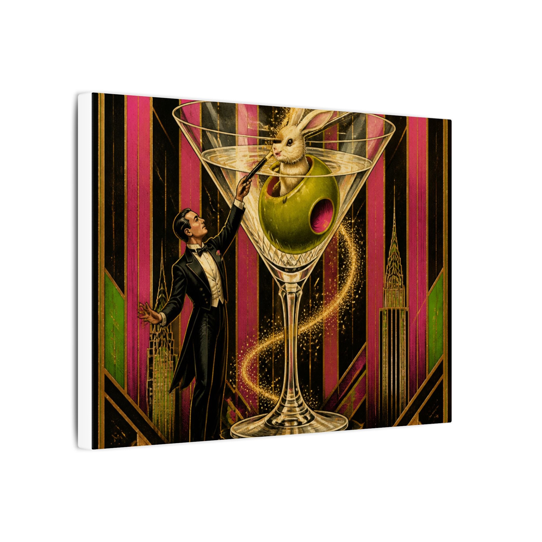 Martini Magician Wall Art Canvas 24×36 Art Deco Bar Area Decor Maximalist Print