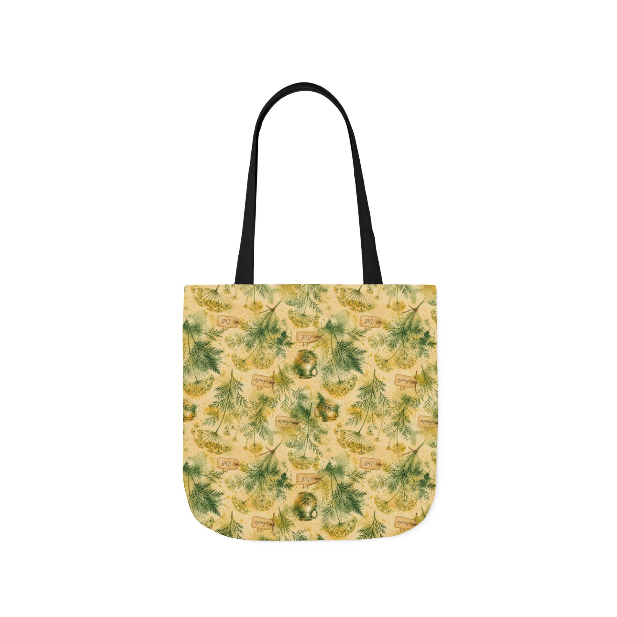 Dill Fronds Canvas Tote Bag Mediterranean Kitchen Watercolor Splash Design Italian Cottagecore Gift