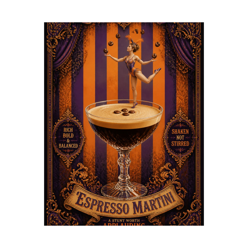 Espresso Martini Acrobat Wall Art Poster 18×24 Baroque Home Office Decor Maximalist Print