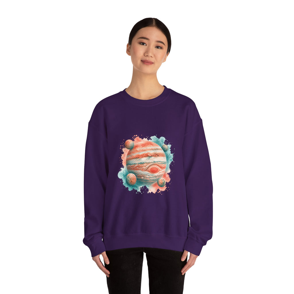 Matching Couple Sweatshirt - Saturn & Jupiter Matching Couple Premium Fleece Sweatshirt Watercolor Art His Hers Birthday Gift - Design B