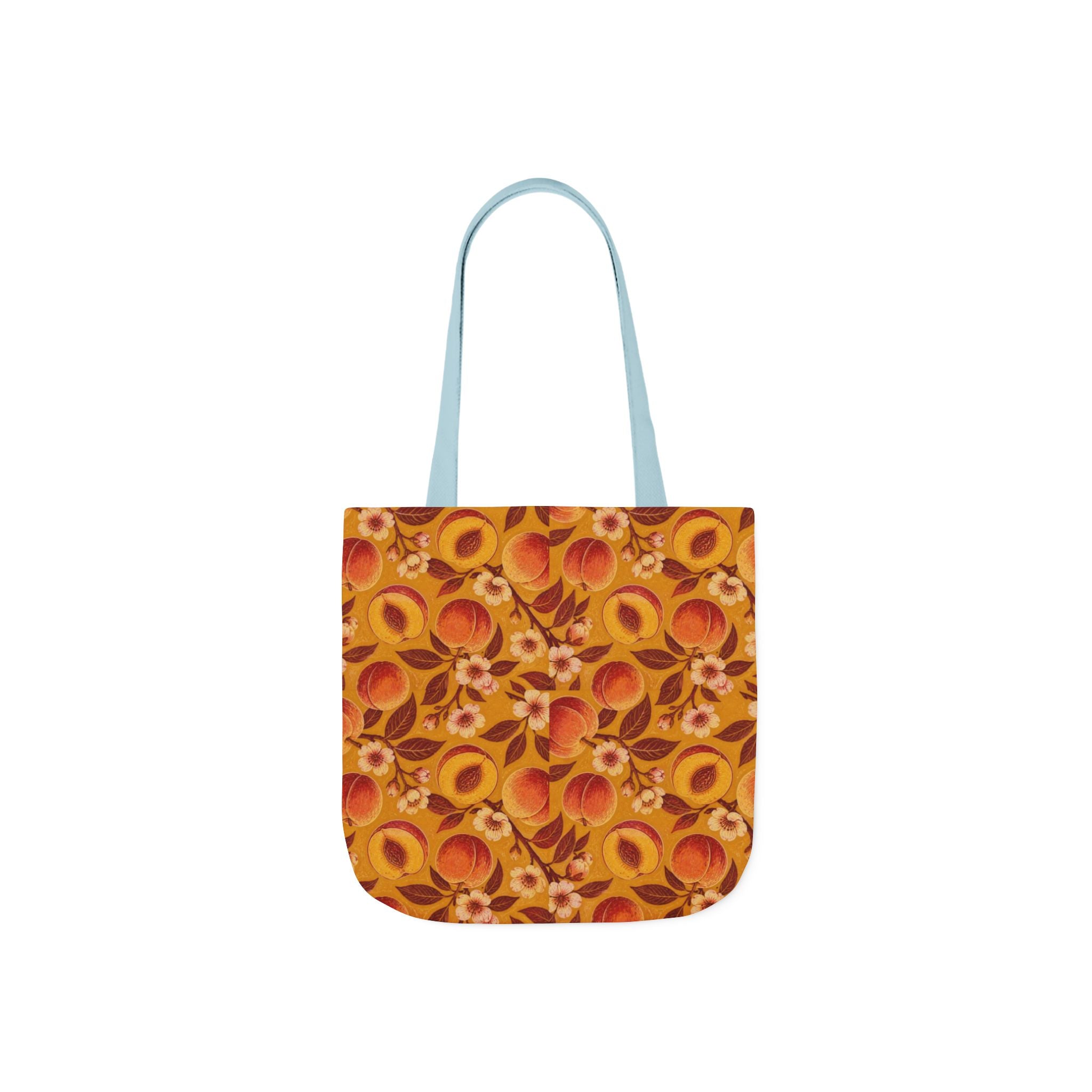 Ripe Peaches Canvas Tote Bag Mediterranean Kitchen Linocut Design Italian Cottagecore Gift