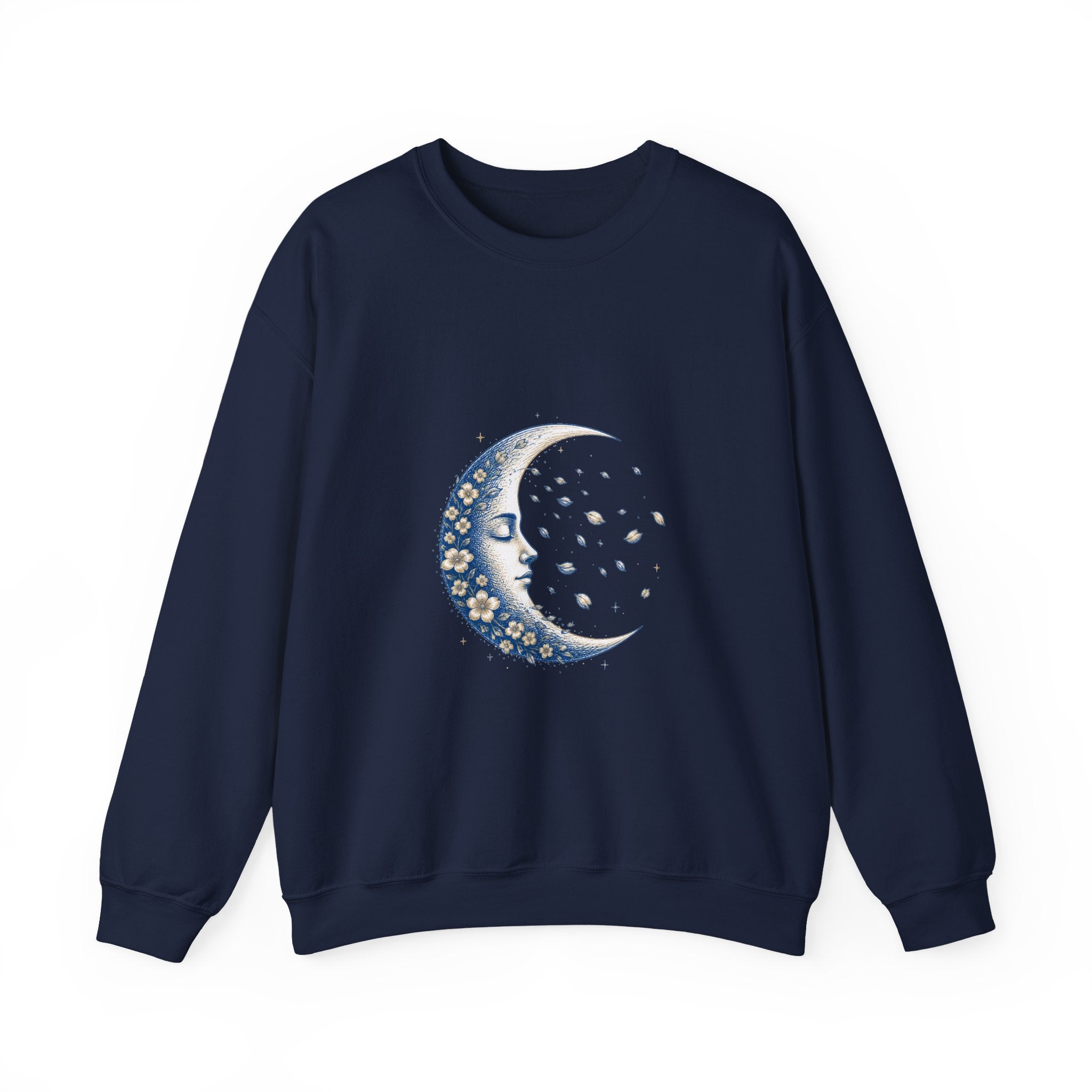 Matching Couple Sweatshirt - Waxing & Waning Moon Matching Couple Crewneck Sweatshirt Hand-Drawn Art His Hers Best Friend Gift - Design B