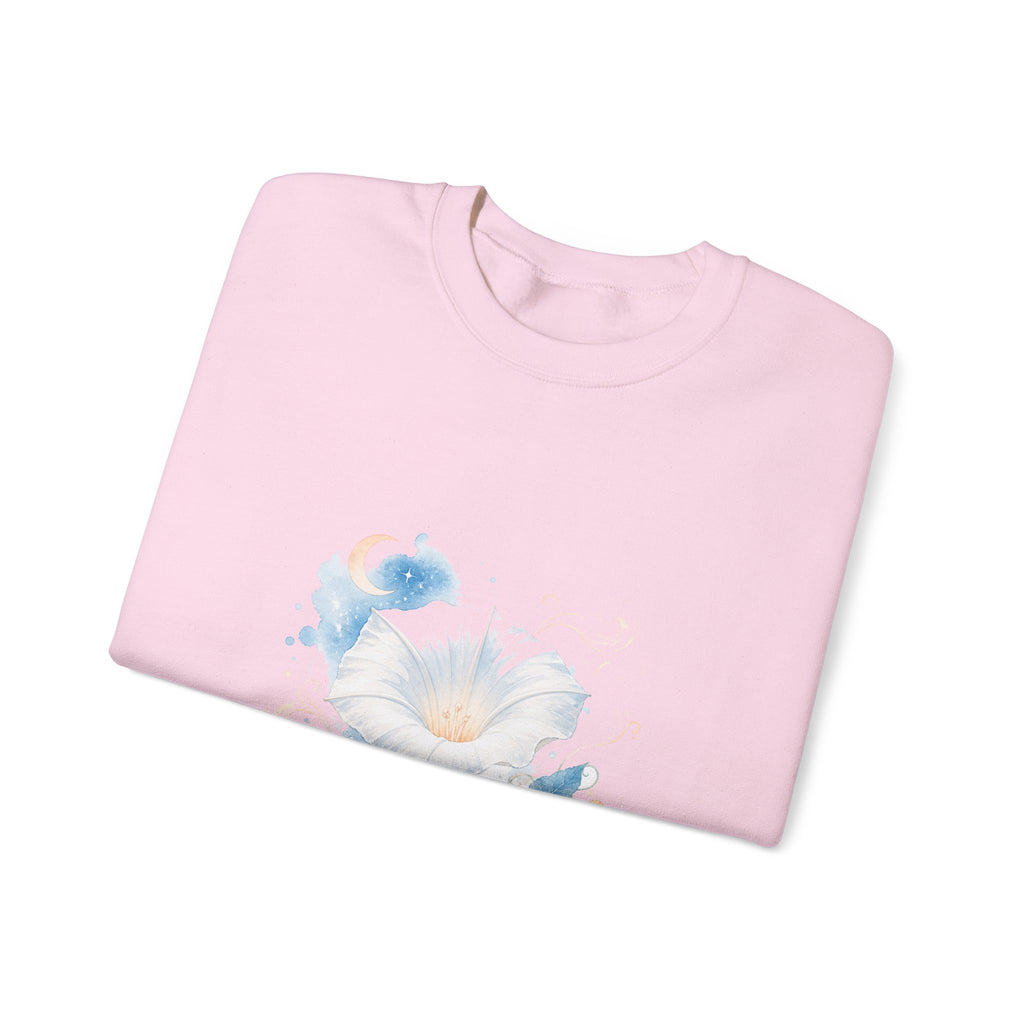 Matching Couple Sweatshirt - Sunflower & Moonflower Matching Couple Crewneck Sweatshirt Watercolor Art His Hers Engagement Gift - Design B