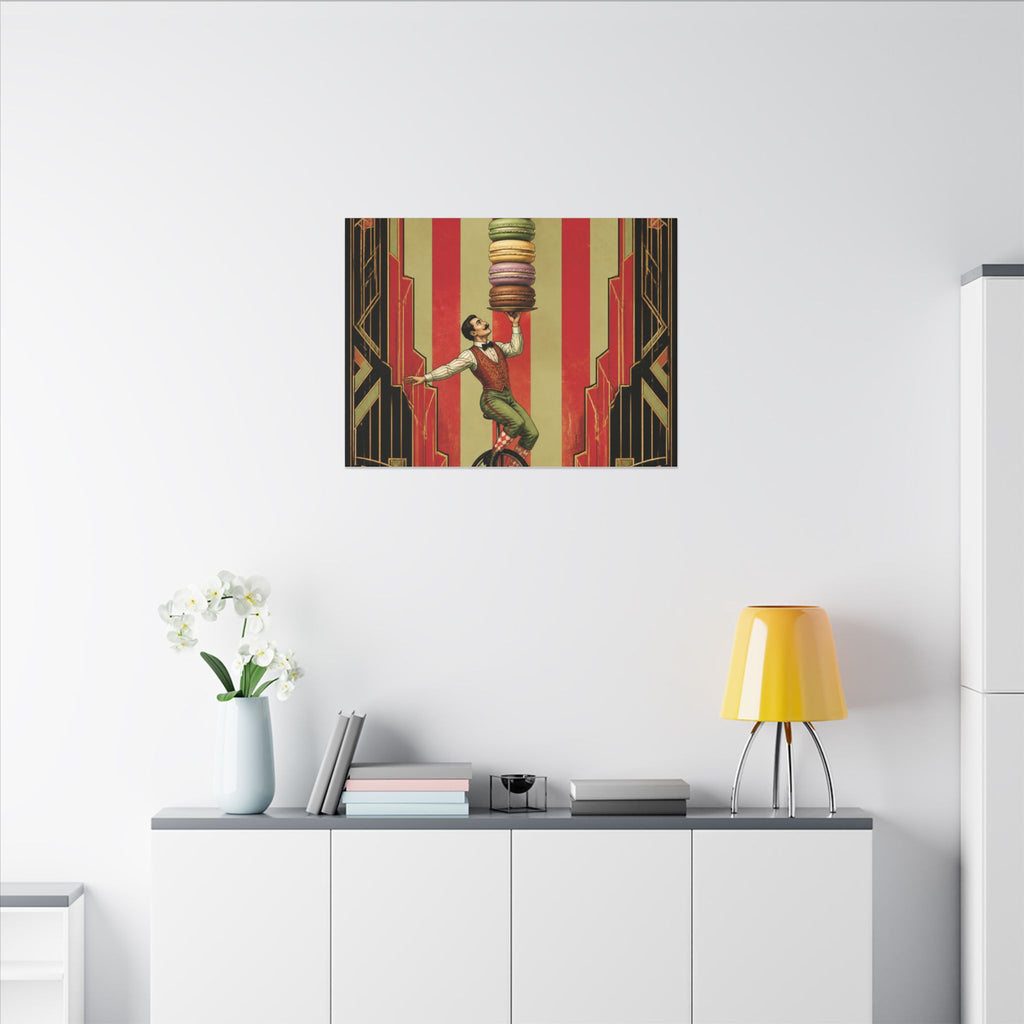 Macaron Balancing Tower Wall Art Canvas 16×20 Art Deco Entryway Decor Maximalist Print