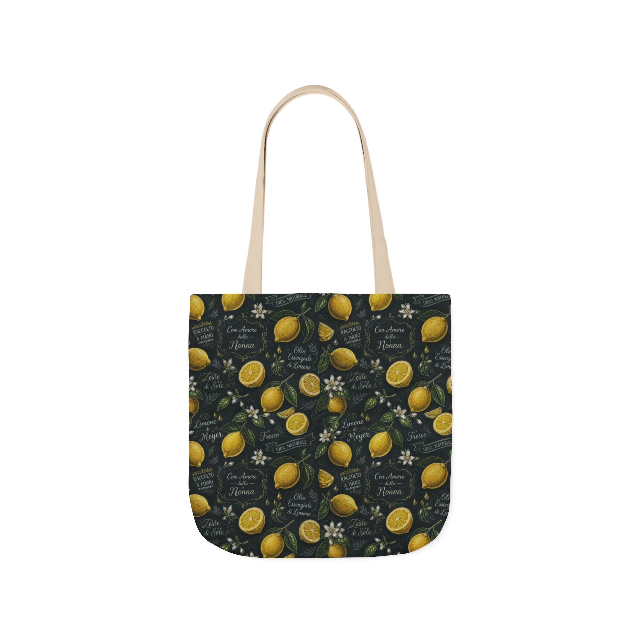 Meyer Lemons Canvas Tote Bag Mediterranean Kitchen Chalk Art Design Italian Cottagecore Gift