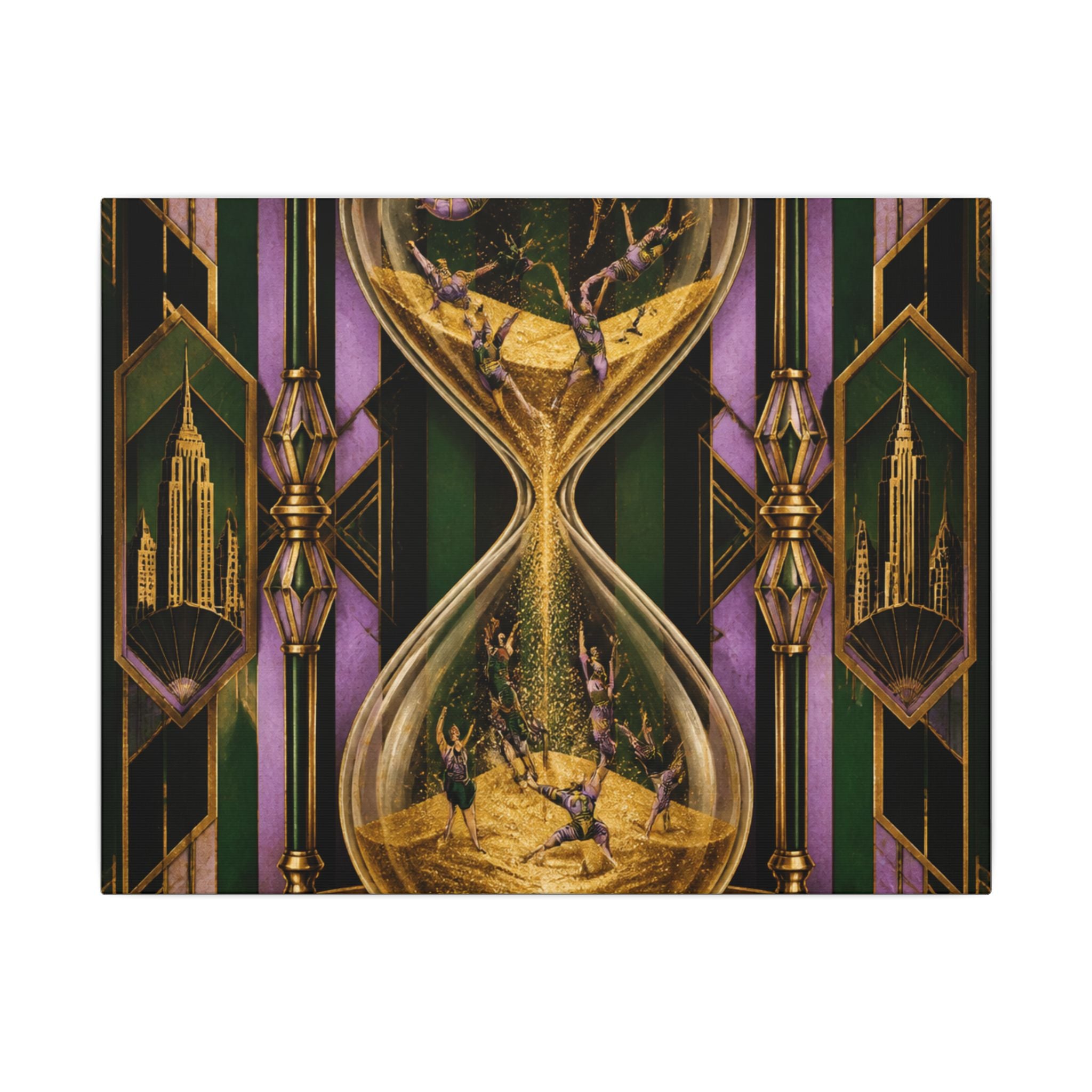 Hourglass Acrobats Wall Art Canvas 24×36 Art Deco Bar Area Decor Maximalist Print