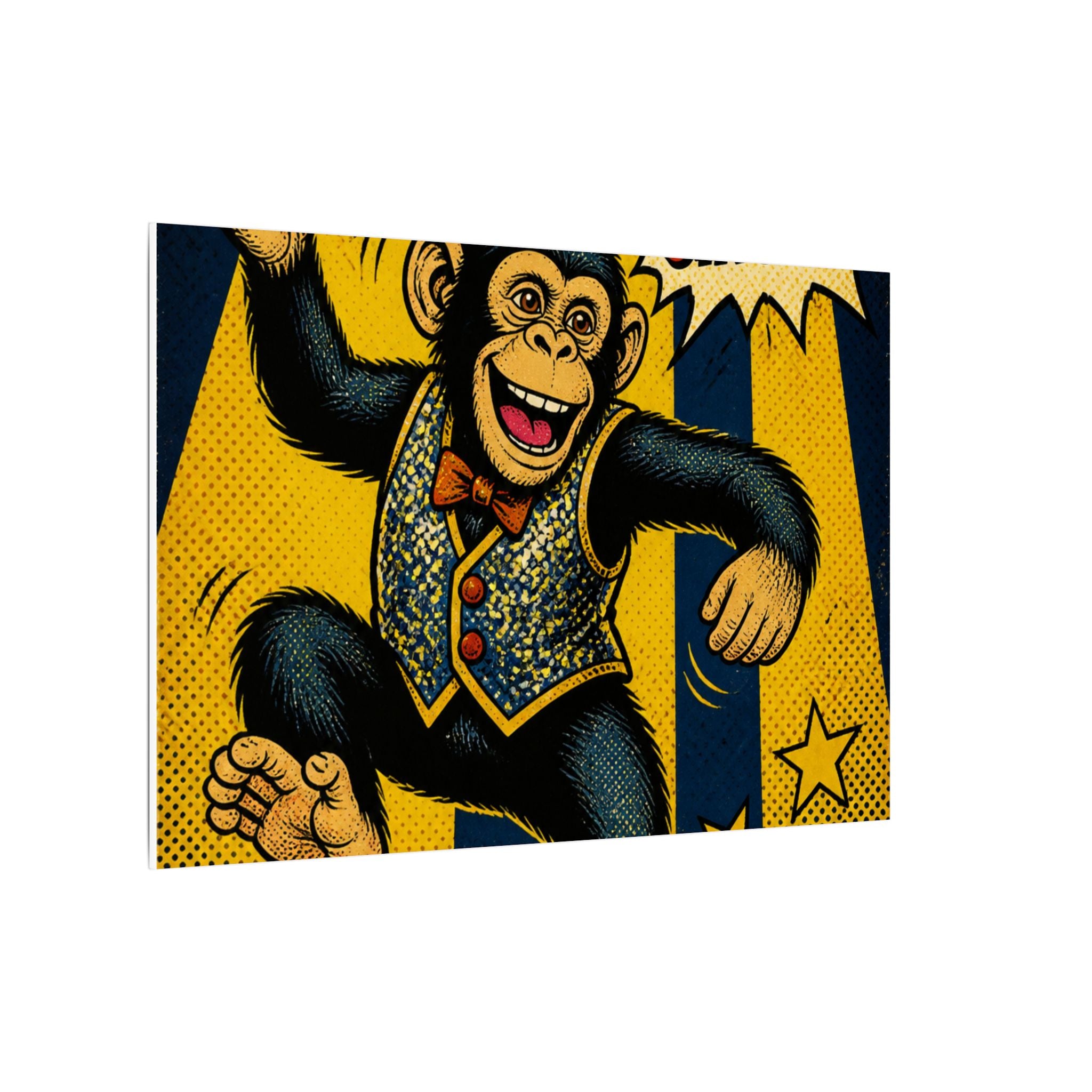 Dancing Monkey Wall Art Canvas 24×36 Pop Art Restaurant Decor Maximalist Print