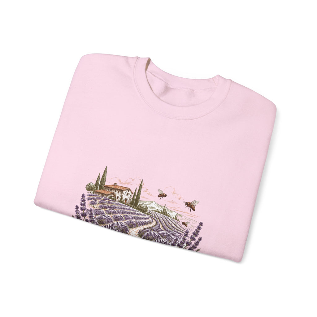 Matching Couple Sweatshirt - Lavender Fields & Canyon Matching Couple Premium Fleece Sweatshirt Hand-Drawn Art His Hers Anniversary Gift - Design A