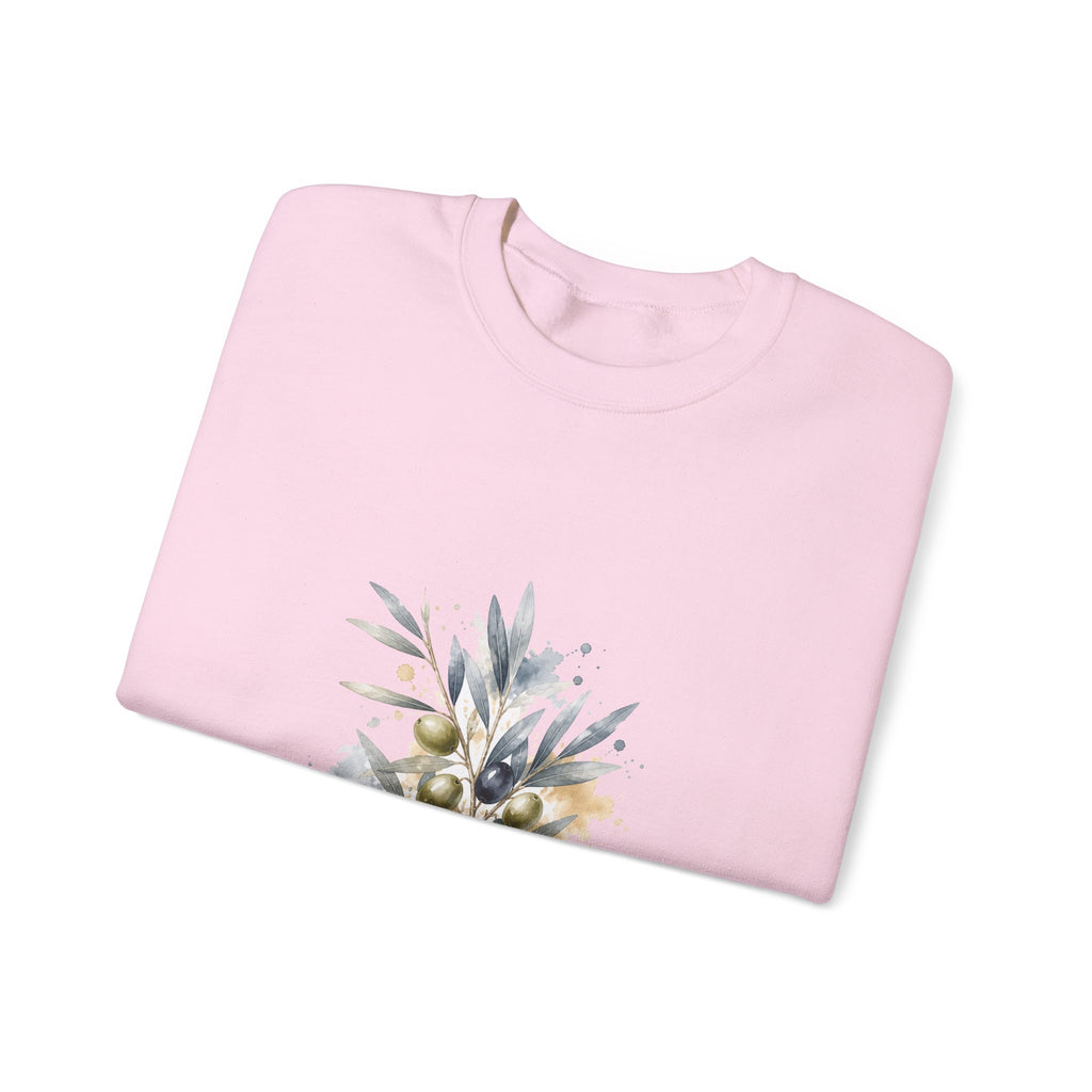 Matching Couple Sweatshirt - Olive Branch & Fig Matching Couple Crewneck Sweatshirt Watercolor Art His Hers Engagement Gift - Design A