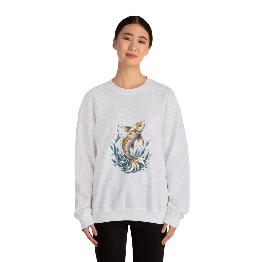 Matching Couple Sweatshirt - Koi Fish Yin Yang Matching Couple Crewneck Sweatshirt Geometric Art His Hers Couple Gift - Design A