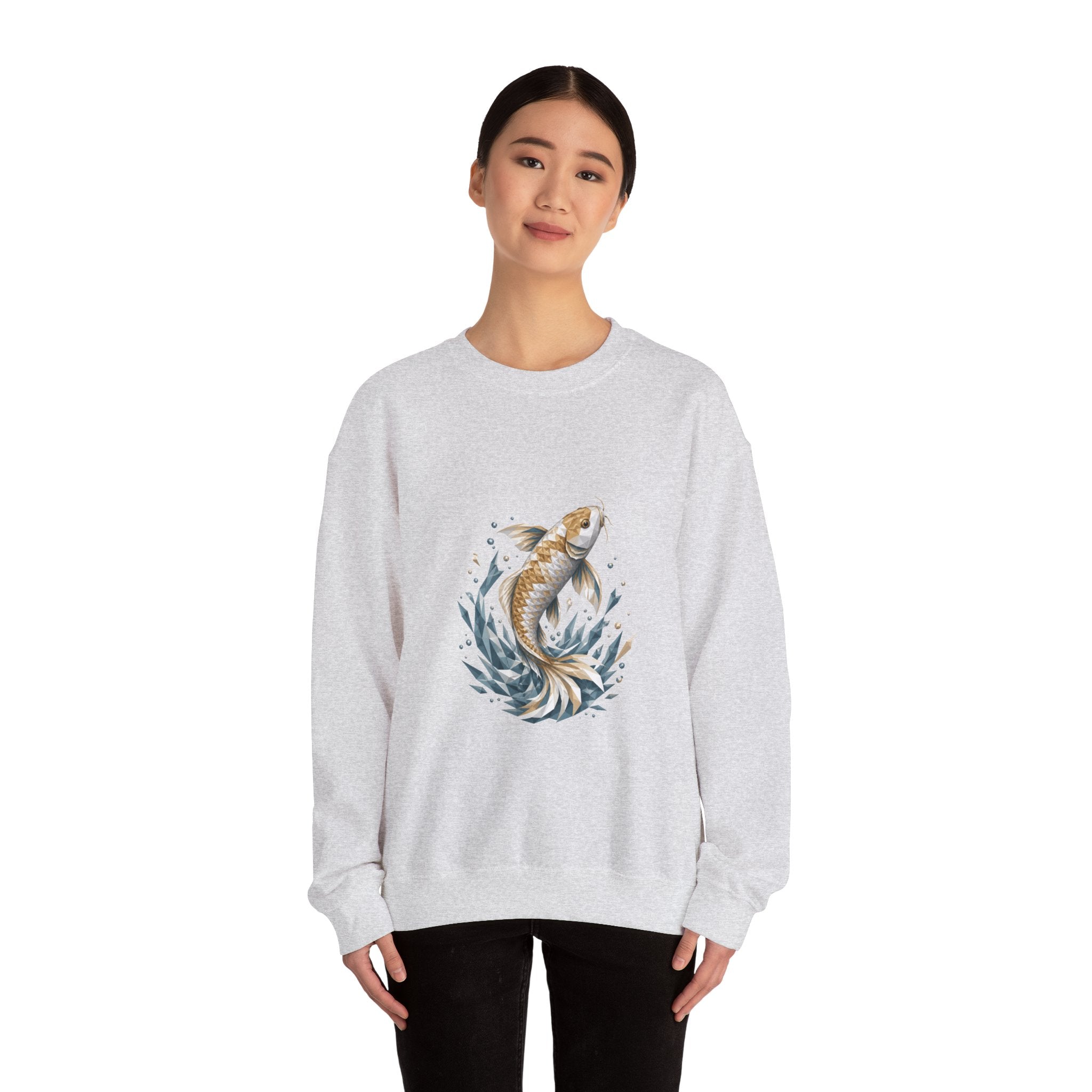 Matching Couple Sweatshirt - Koi Fish Yin Yang Matching Couple Crewneck Sweatshirt Geometric Art His Hers Couple Gift - Design A