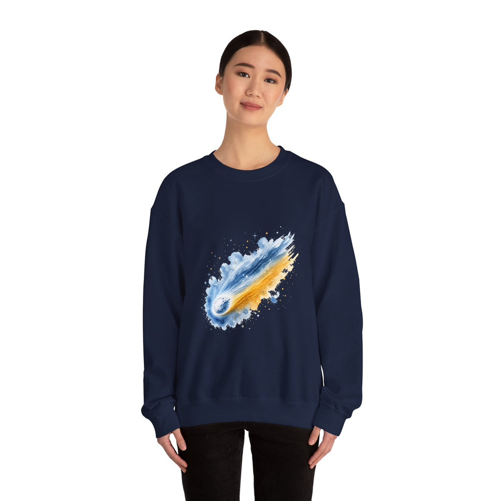 Matching Couple Sweatshirt - Comet & Asteroid Matching Couple Crewneck Sweatshirt Watercolor Art His Hers Engagement Gift - Design A