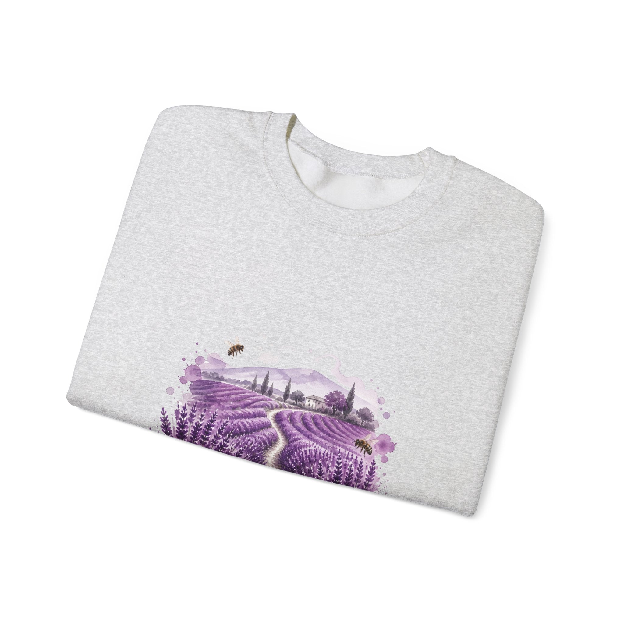 Matching Couple Sweatshirt - Lavender Fields & Canyon Matching Couple Crewneck Sweatshirt Watercolor Art His Hers Engagement Gift - Design A