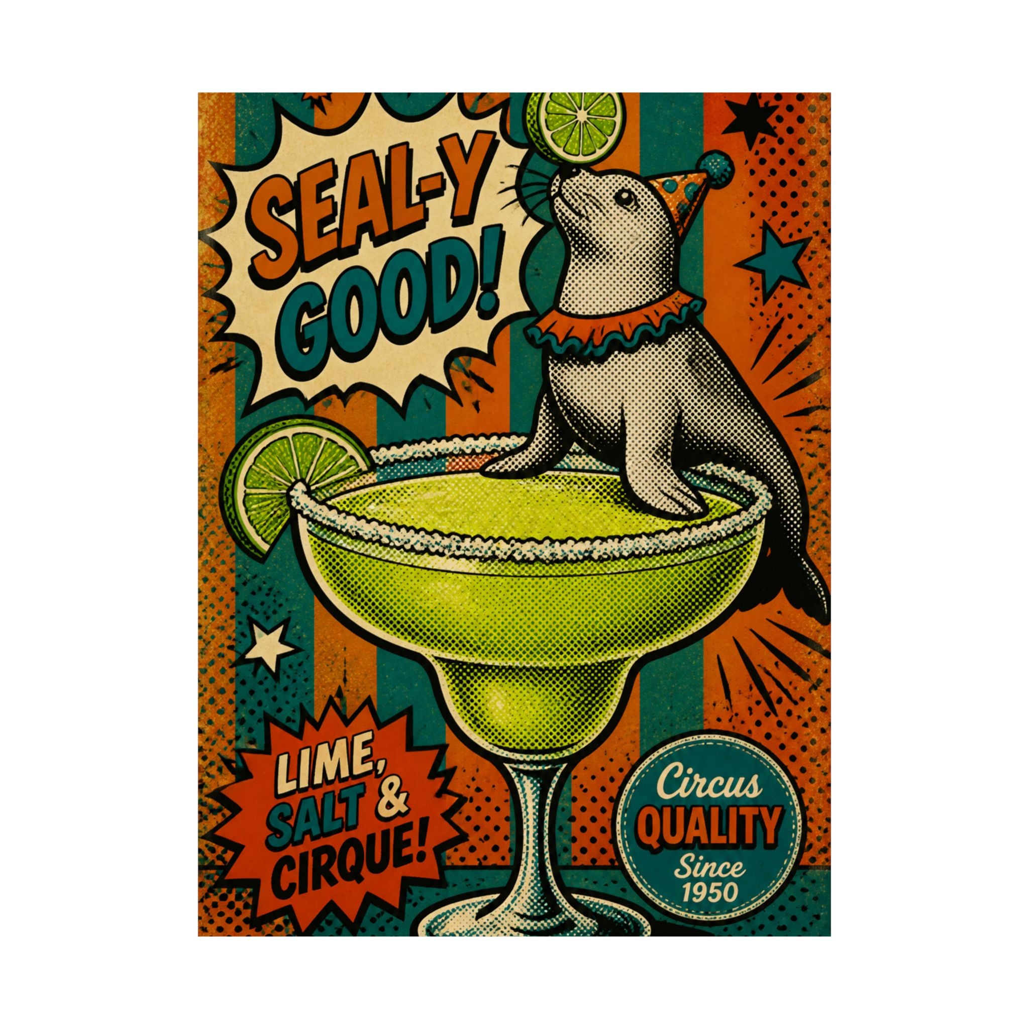 Margarita Balancing Seal Wall Art Poster 18×24 Pop Art Living Room Decor Maximalist Print