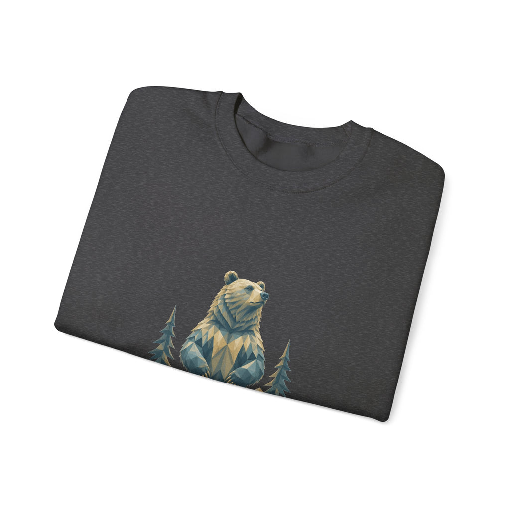 Matching Couple Sweatshirt - Bear & Deer Matching Couple Premium Fleece Sweatshirt Geometric Art His Hers Love Gift - Design A