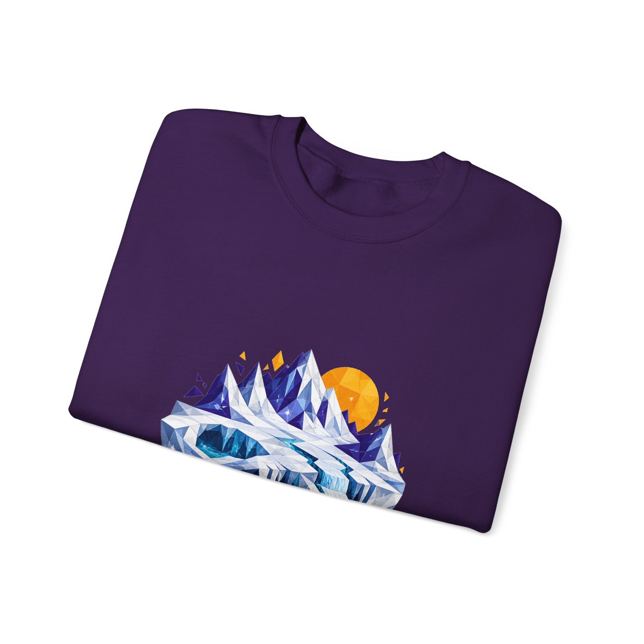 Matching Couple Sweatshirt - Volcano & Glacier Matching Couple Crewneck Sweatshirt Geometric Art His Hers Couple Gift - Design B