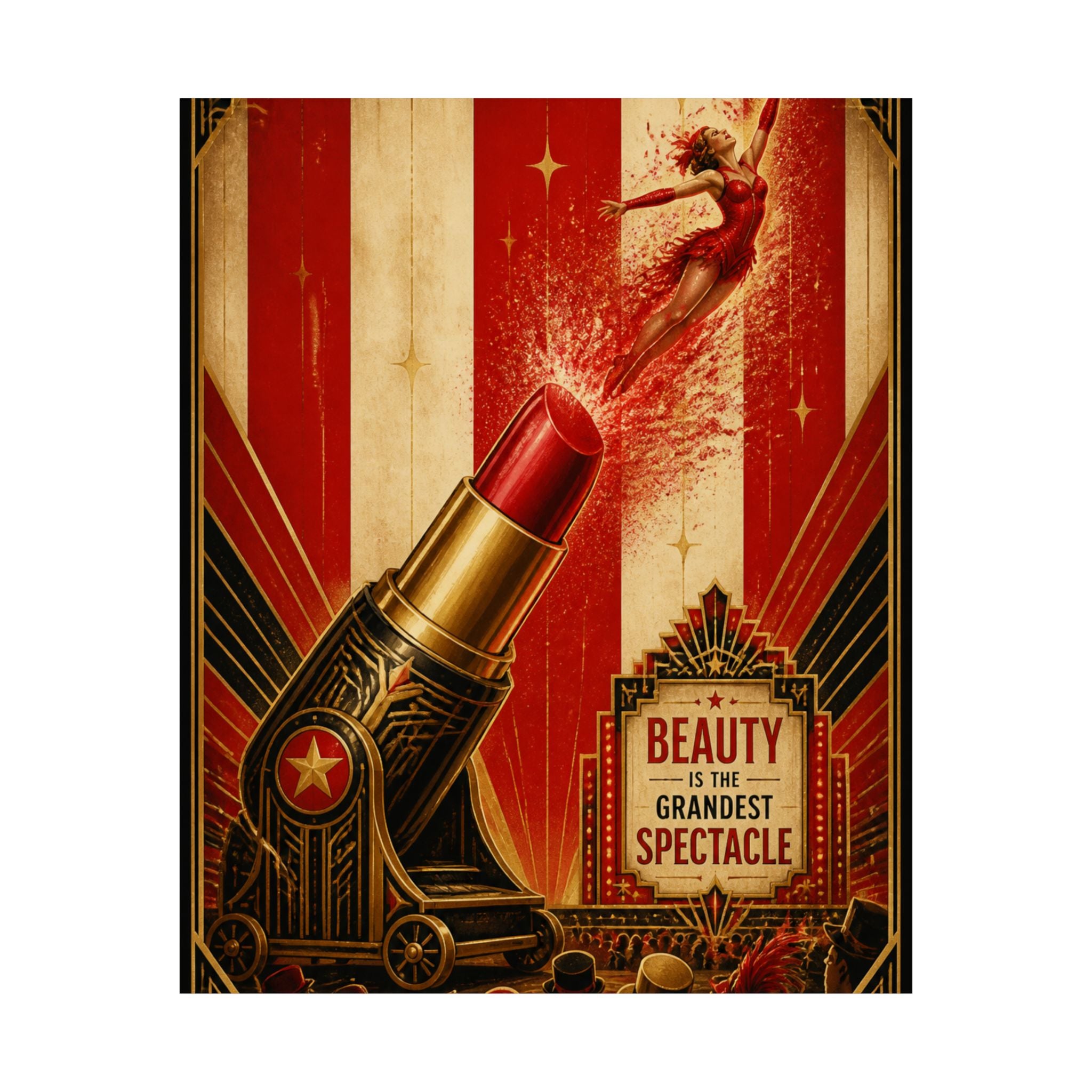 Lipstick Cannon Wall Art Poster 24×36 Art Deco Bar Area Decor Maximalist Print
