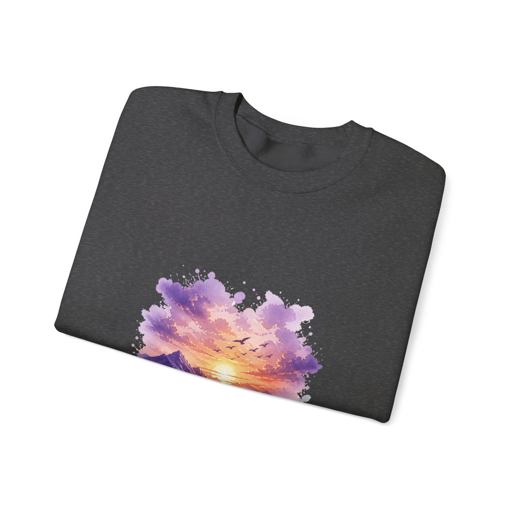 Matching Couple Sweatshirt - Sunrise & Sunset Matching Couple Comfort Colors Crew Watercolor Art His Hers Birthday Gift - Design B