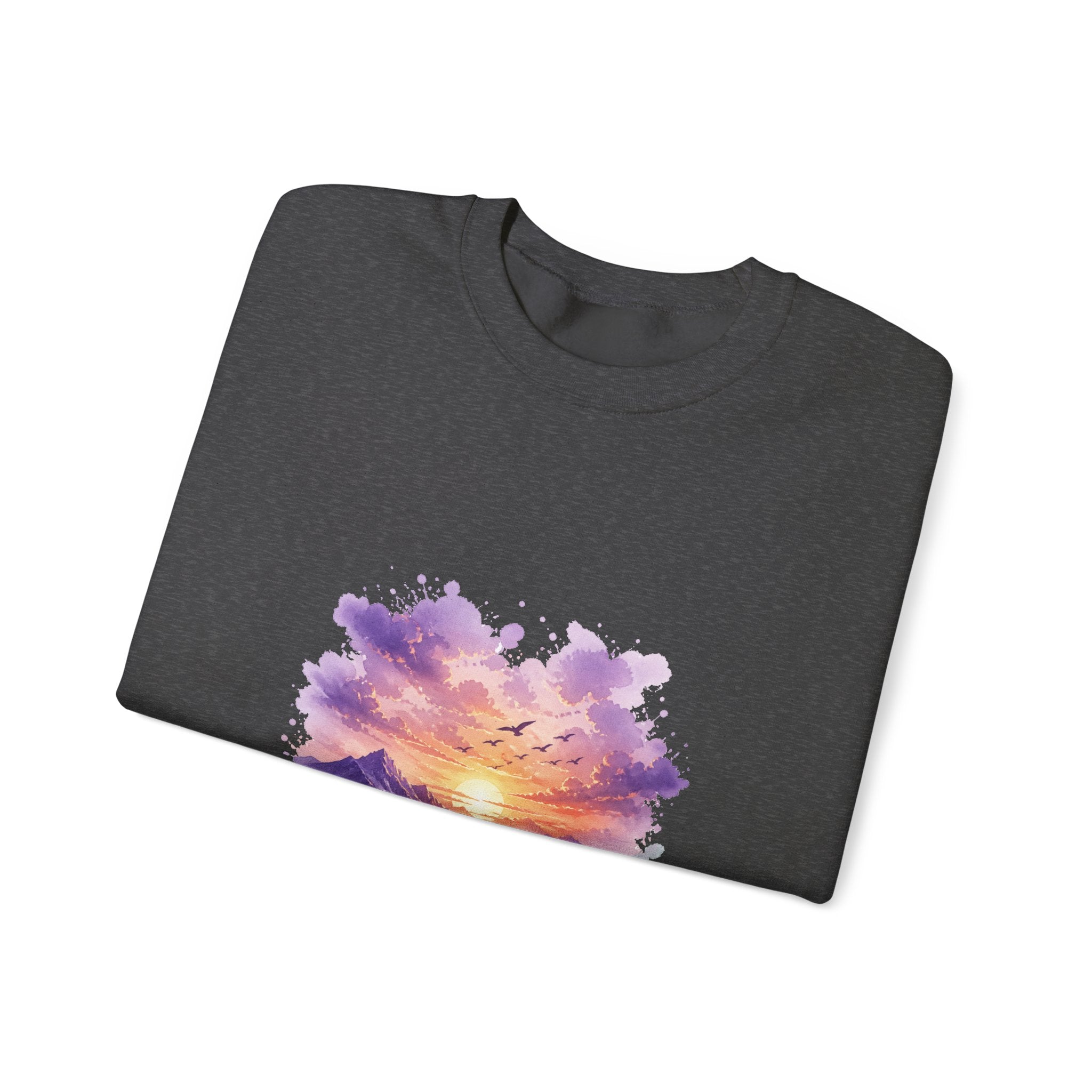 Matching Couple Sweatshirt - Sunrise & Sunset Matching Couple Comfort Colors Crew Watercolor Art His Hers Birthday Gift - Design B