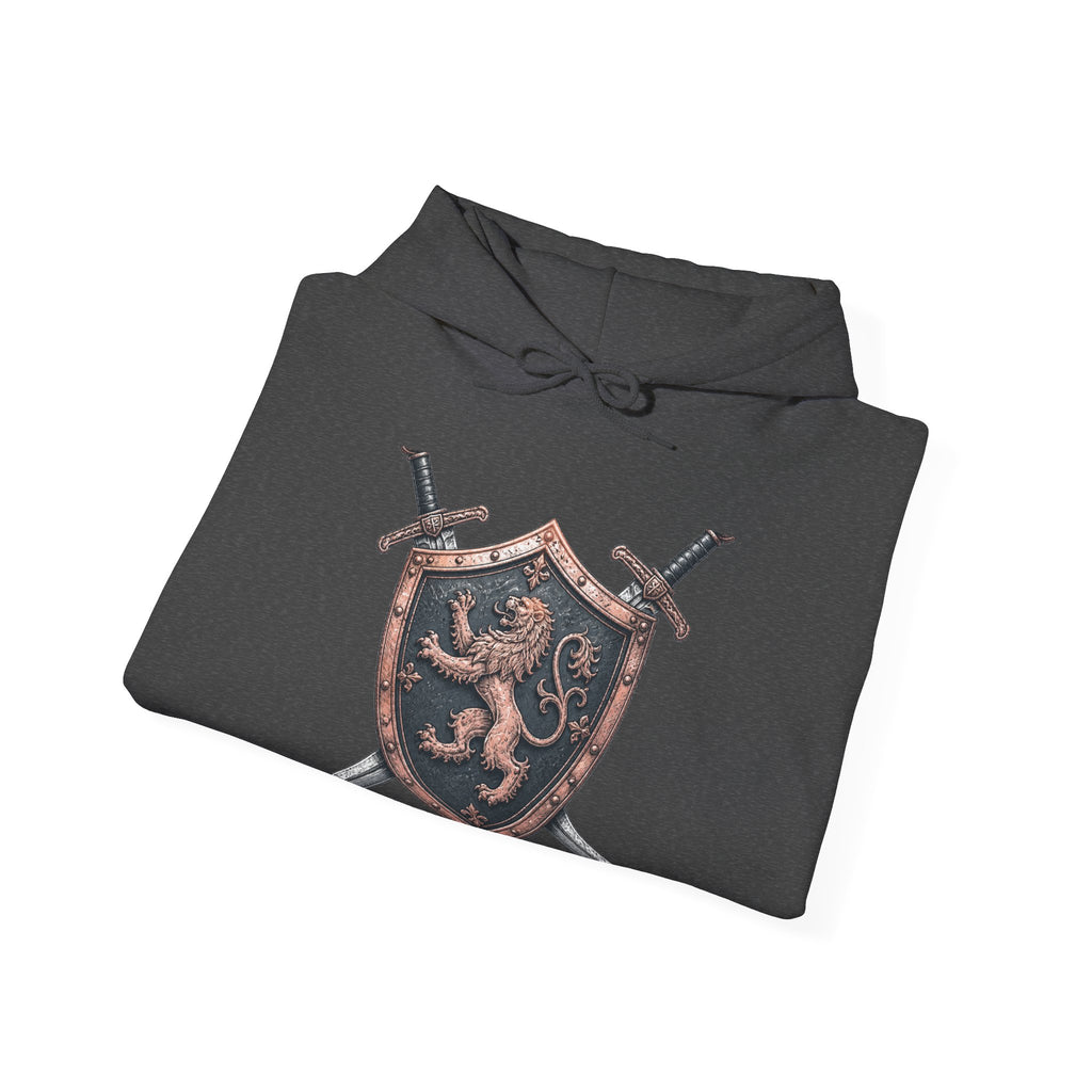 Matching Couple Sweatshirt - Crown & Shield Matching Couple Hooded Sweatshirt Hand-Drawn Art His Hers Best Friend Gift - Design B