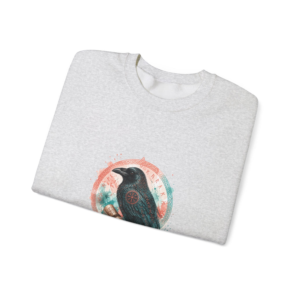 Matching Couple Sweatshirt - Huginn & Muninn Matching Couple Crewneck Sweatshirt Watercolor Art His Hers Engagement Gift - Design B