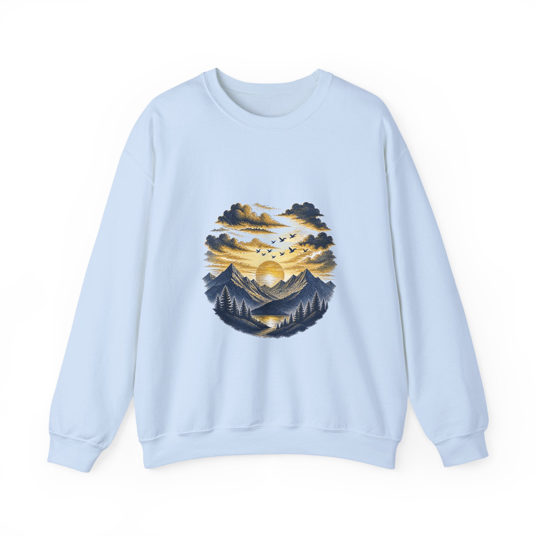 Matching Couple Sweatshirt - Sunrise & Sunset Matching Couple Premium Fleece Sweatshirt Hand-Drawn Art His Hers Anniversary Gift - Design B