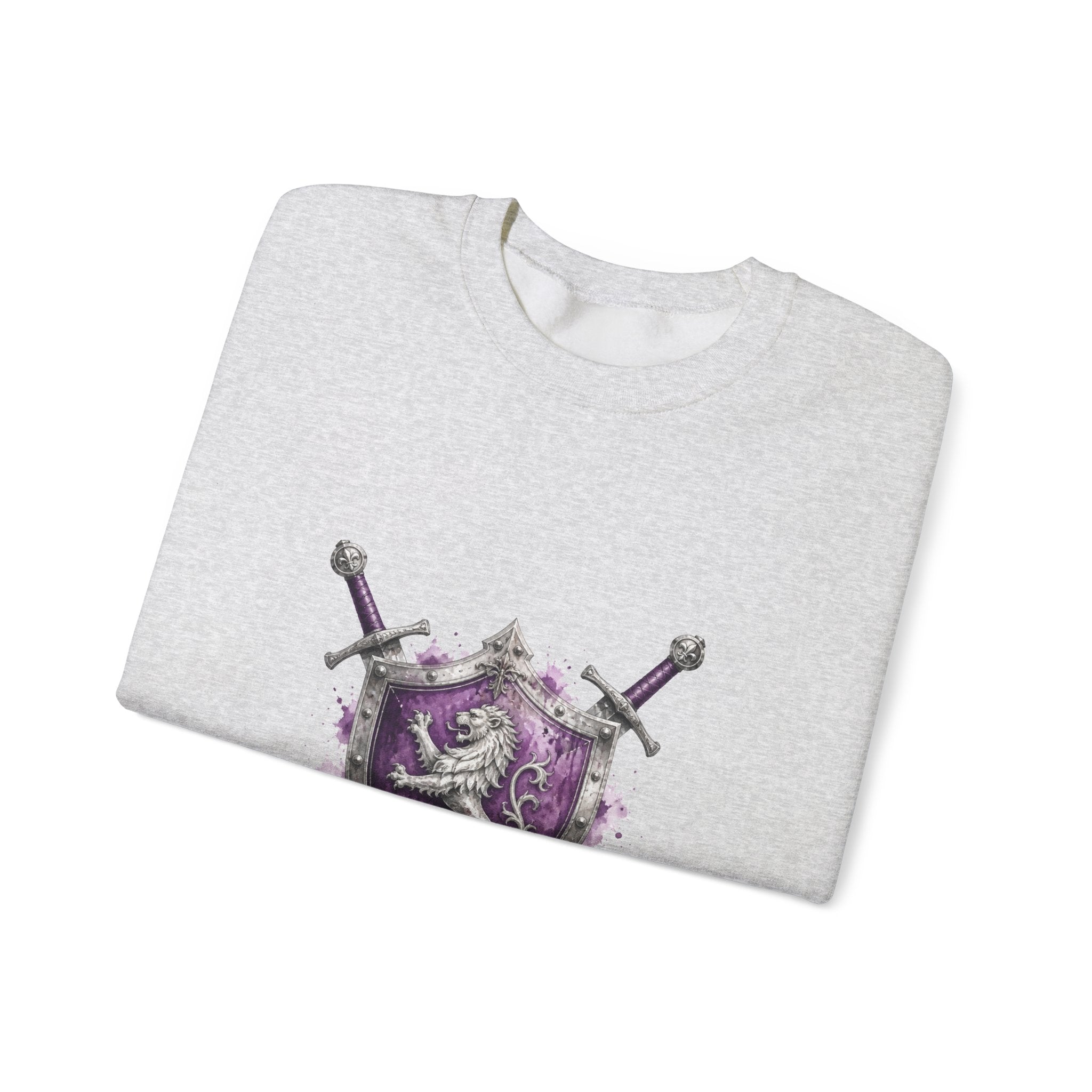 Matching Couple Sweatshirt - Crown & Shield Matching Couple Crewneck Sweatshirt Watercolor Art His Hers Engagement Gift - Design B