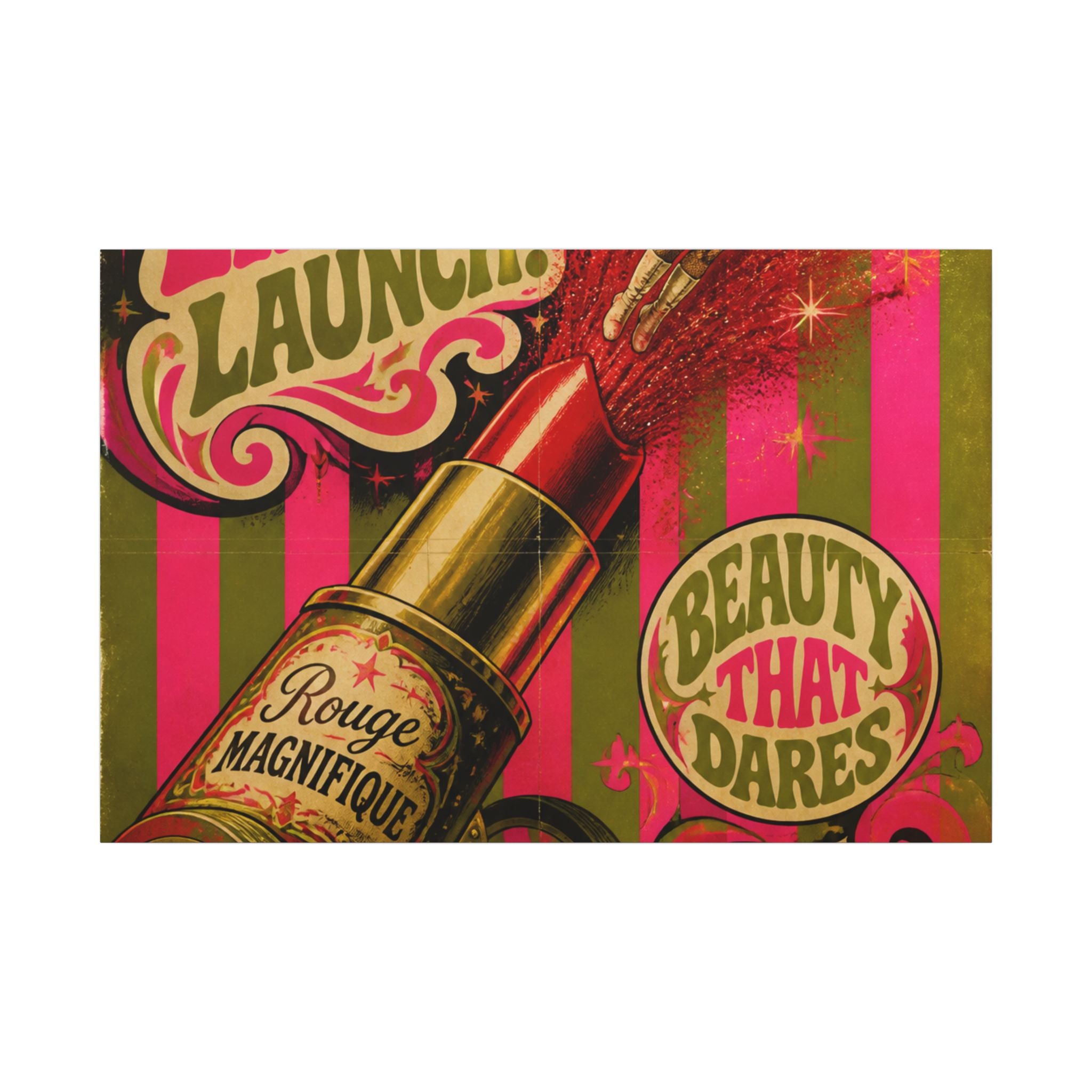Lipstick Cannon Wall Art Canvas 16×20 Psychedelic Cafe Decor Maximalist Print