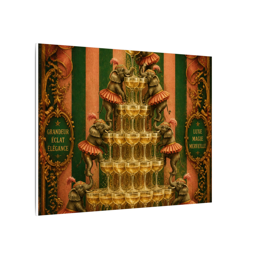 Champagne Tower Elephants Wall Art Canvas 16×20 Baroque Home Office Decor Maximalist Print