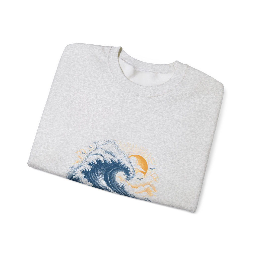 Matching Couple Sweatshirt - Mountain & Ocean Matching Couple Premium Fleece Sweatshirt Vintage Art His Hers Honeymoon Gift - Design B