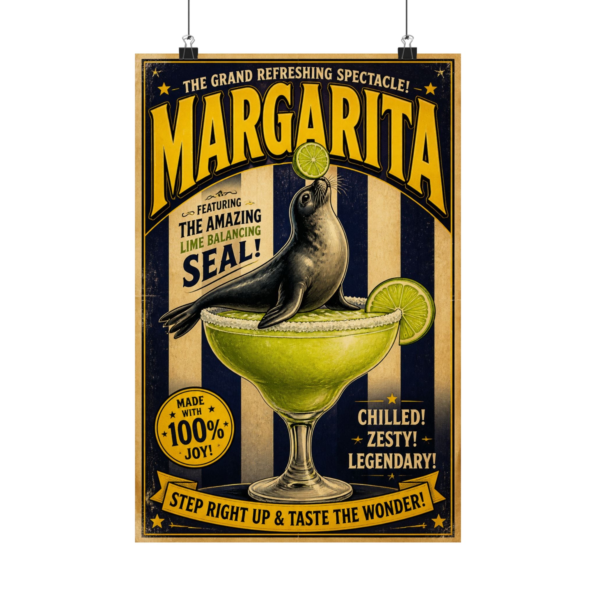 Margarita Balancing Seal Wall Art Poster 24×36 Vintage Circus Bedroom Decor Maximalist Print