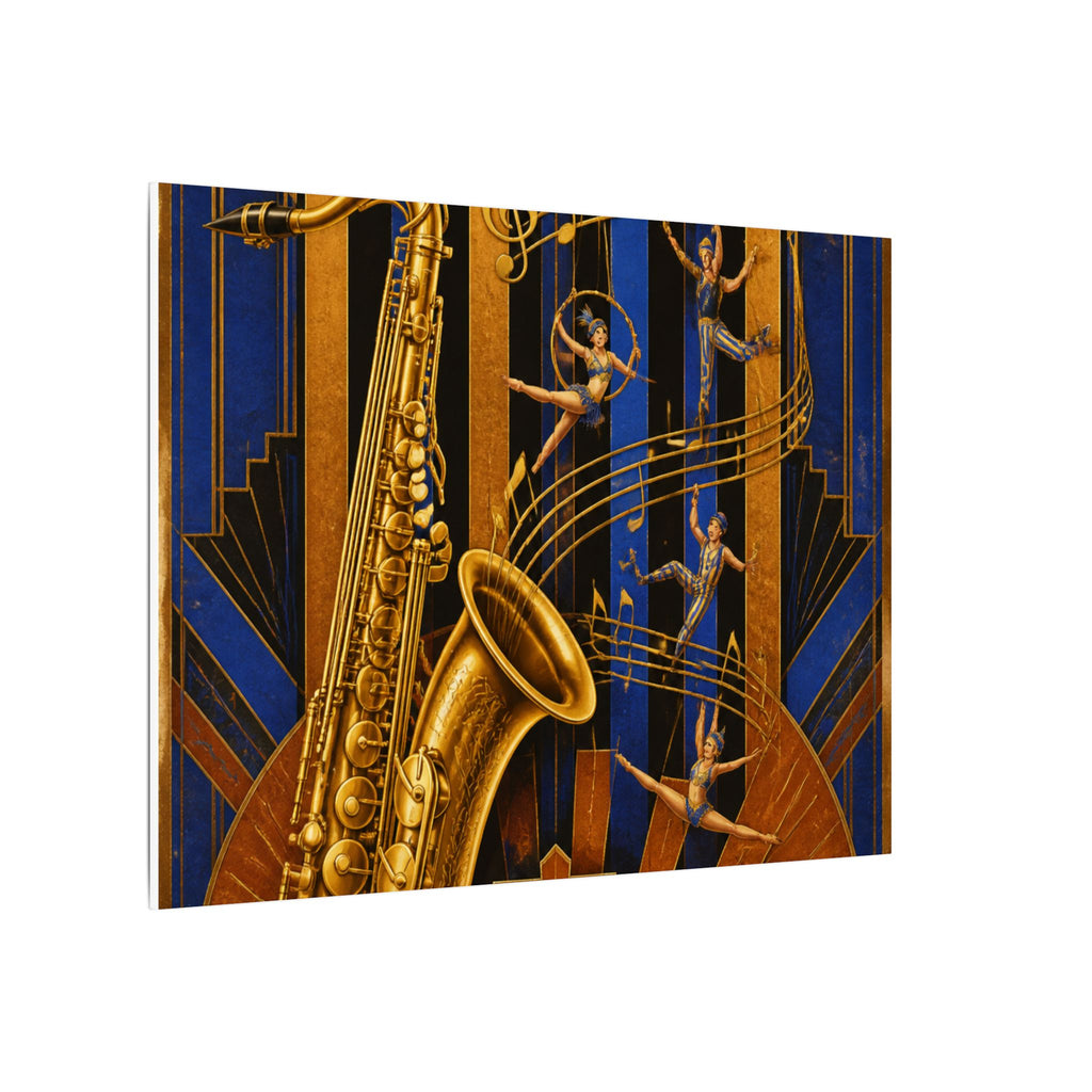 Saxophone Music Circus Wall Art Canvas 16×20 Art Deco Entryway Decor Maximalist Print