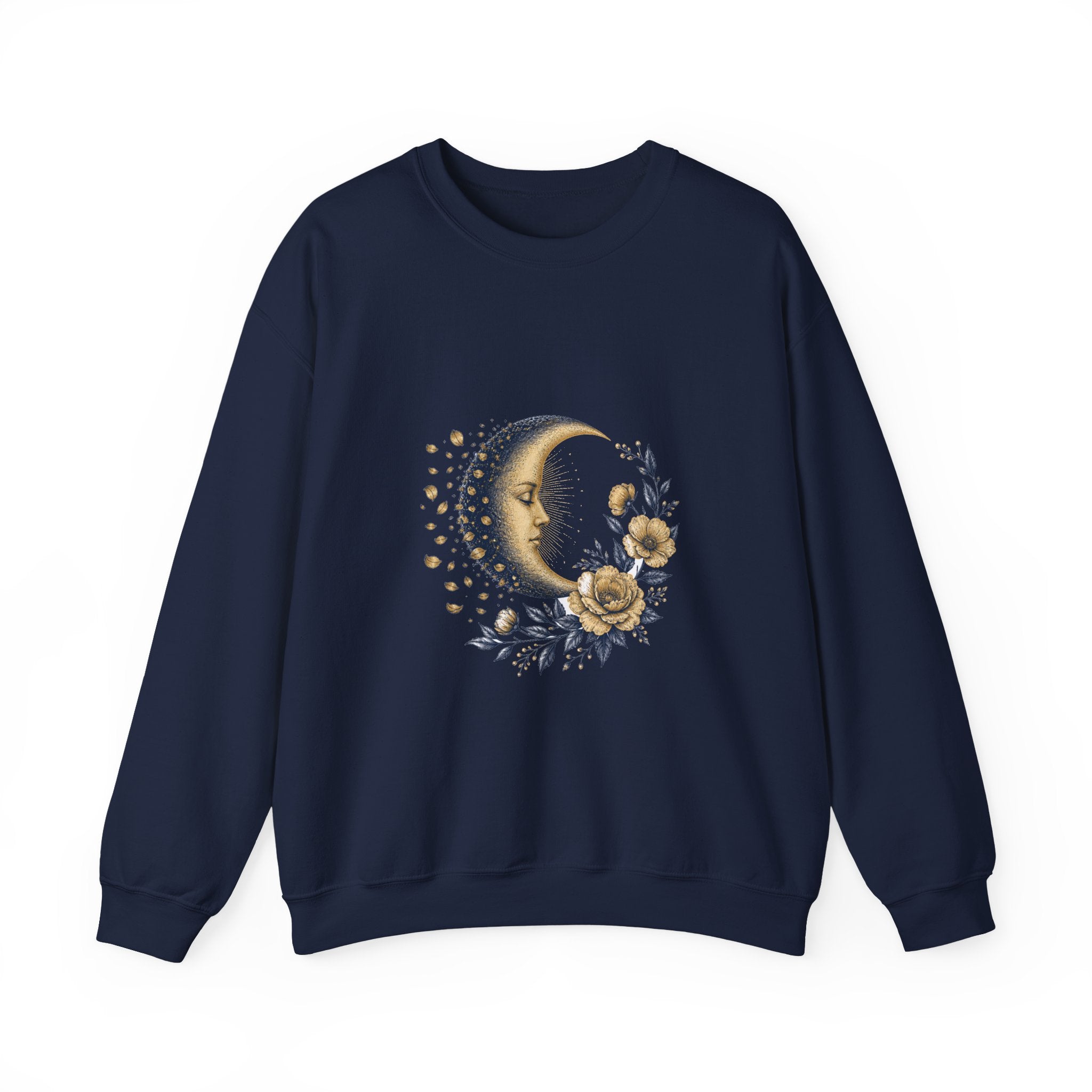 Matching Couple Sweatshirt - Waxing & Waning Moon Matching Couple Premium Fleece Sweatshirt Vintage Art His Hers Honeymoon Gift - Design B