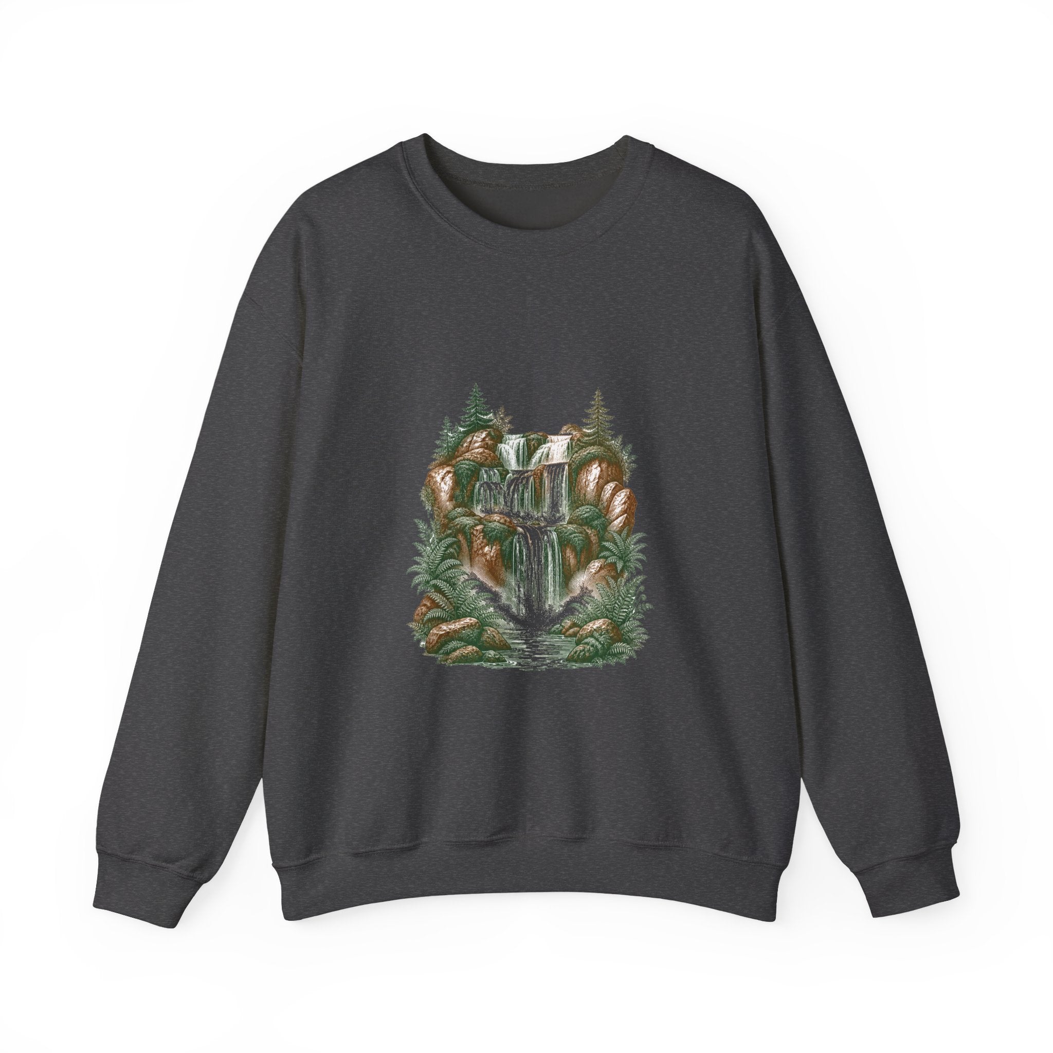 Matching Couple Sweatshirt - Wildfire & Waterfall Matching Couple Comfort Colors Crew Vintage Art His Hers Honeymoon Gift - Design B