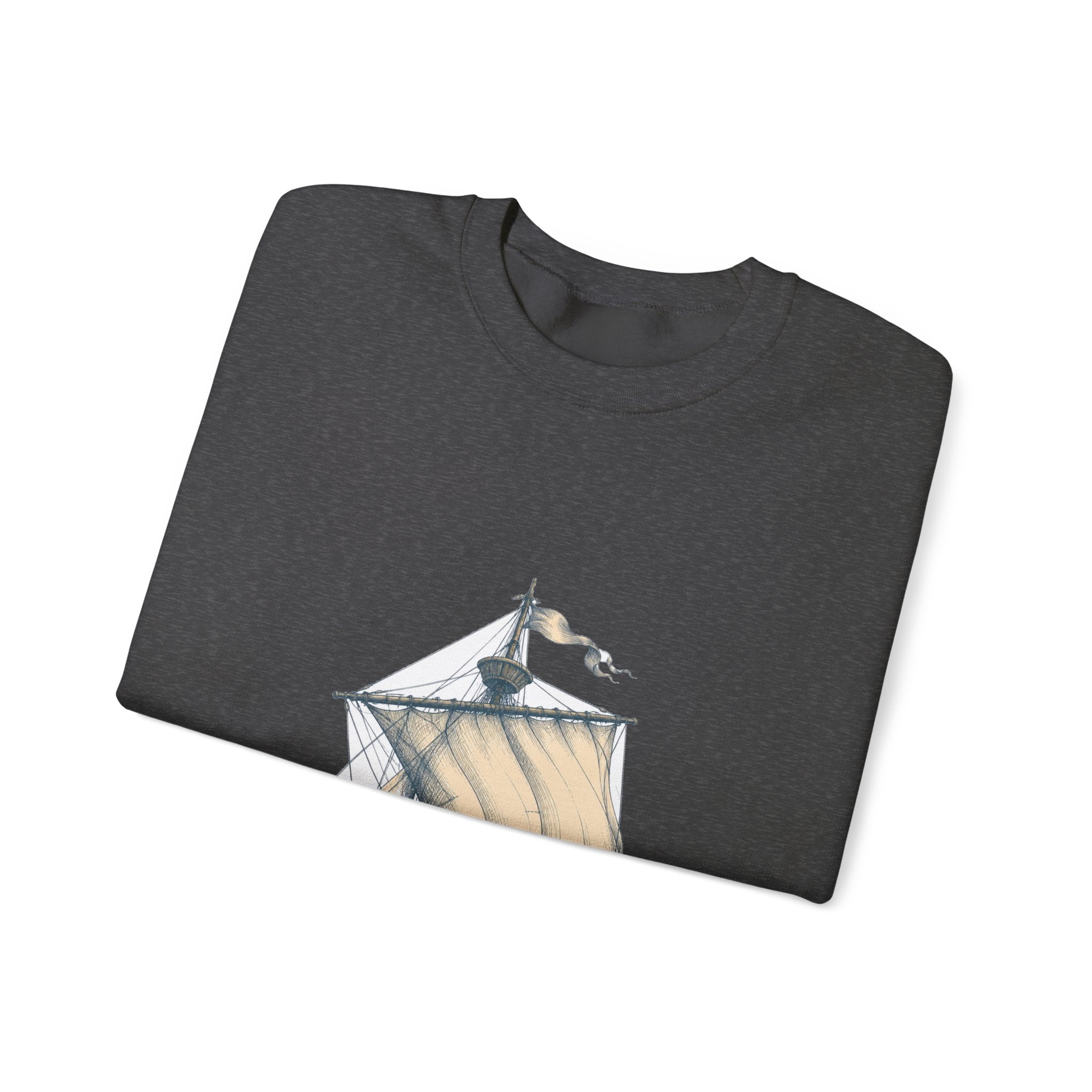 Matching Couple Sweatshirt - Anchor & Sail Matching Couple Comfort Colors Crew Hand-Drawn Art His Hers Anniversary Gift - Design B